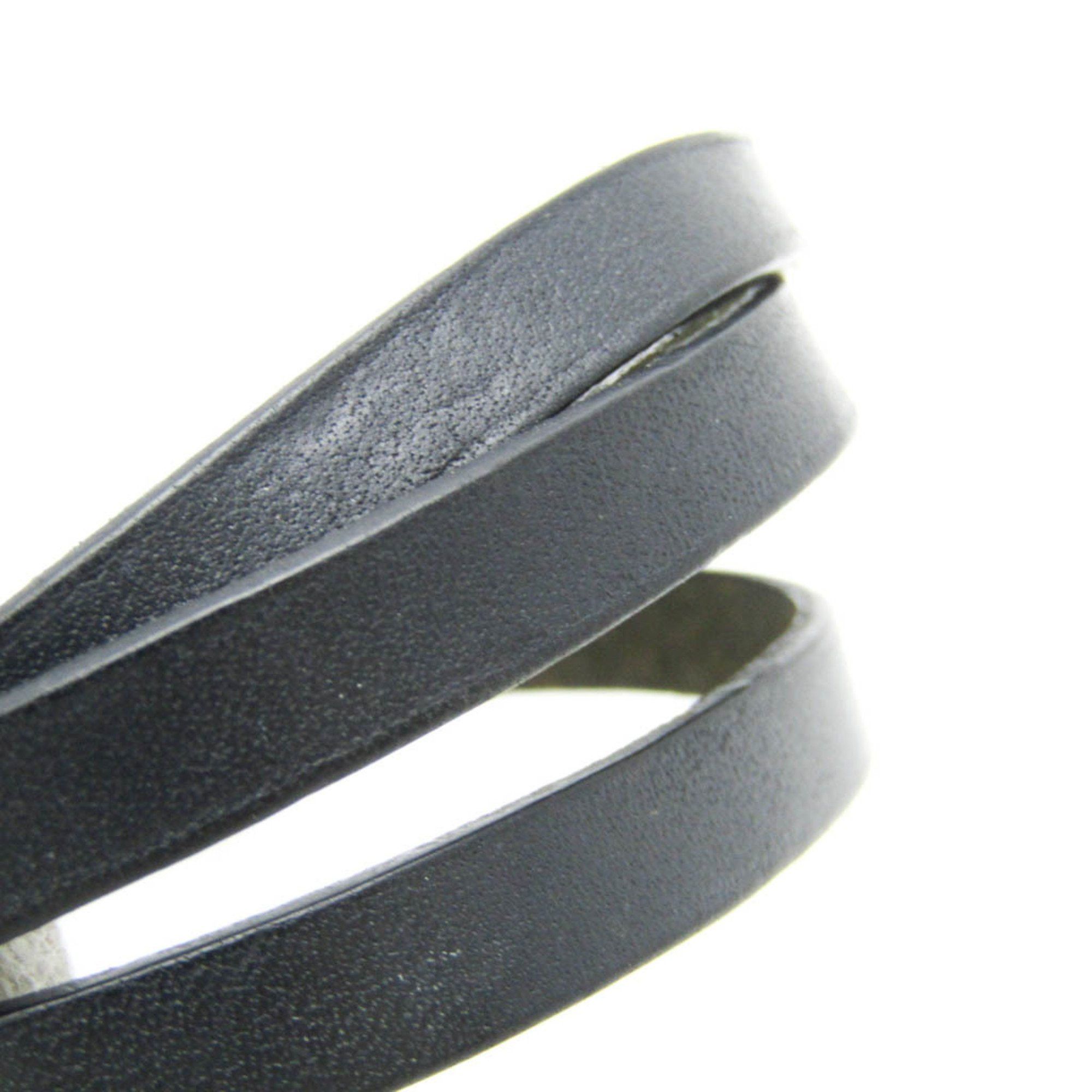 Hermes Hermes Hapi Triple Bracelet Choker Leather,Metal No Stone Bangle Black,Silver Size ONE SIZE - 9 Thumbnail