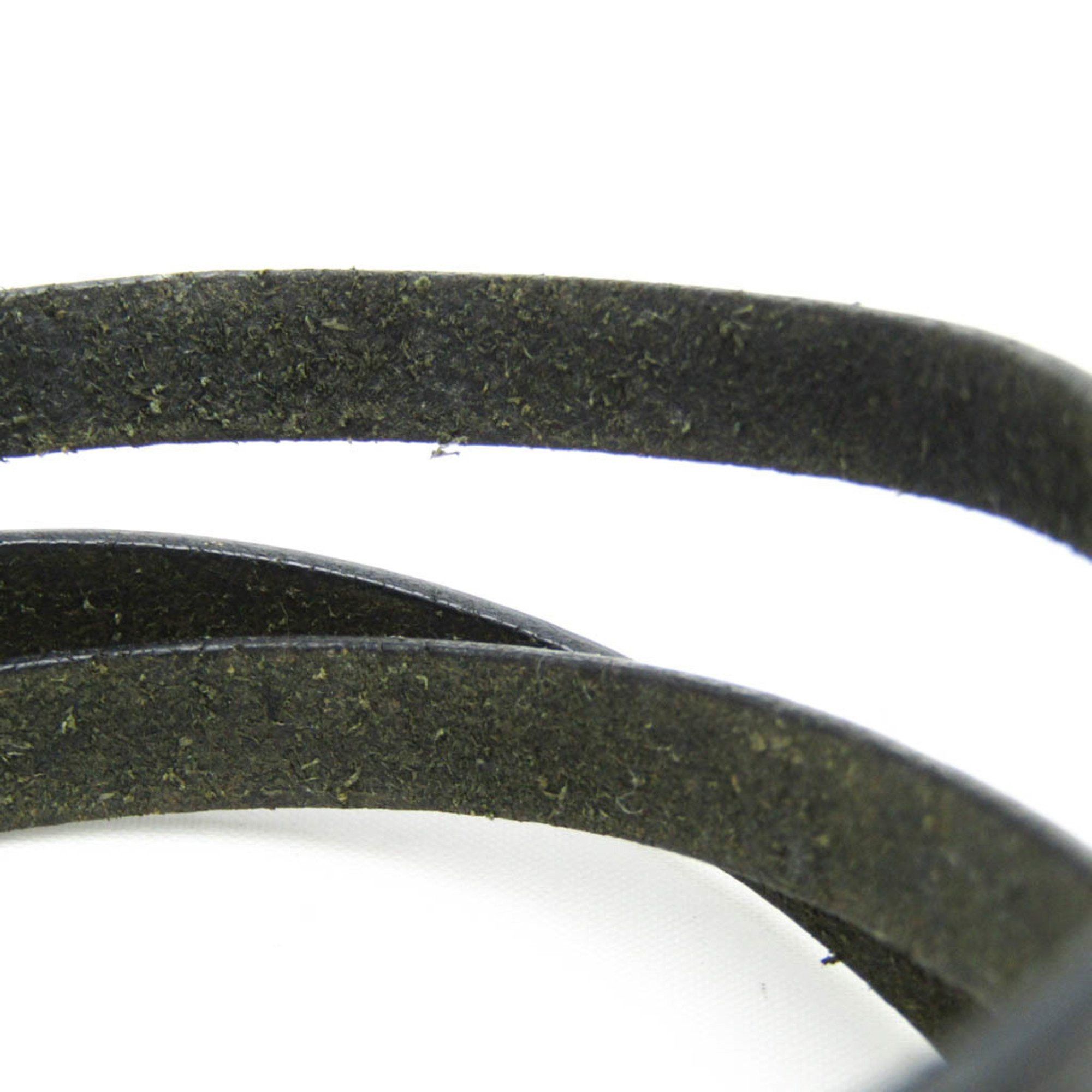 Hermes Hermes Hapi Triple Bracelet Choker Leather,Metal No Stone Bangle Black,Silver Size ONE SIZE - 6 Thumbnail