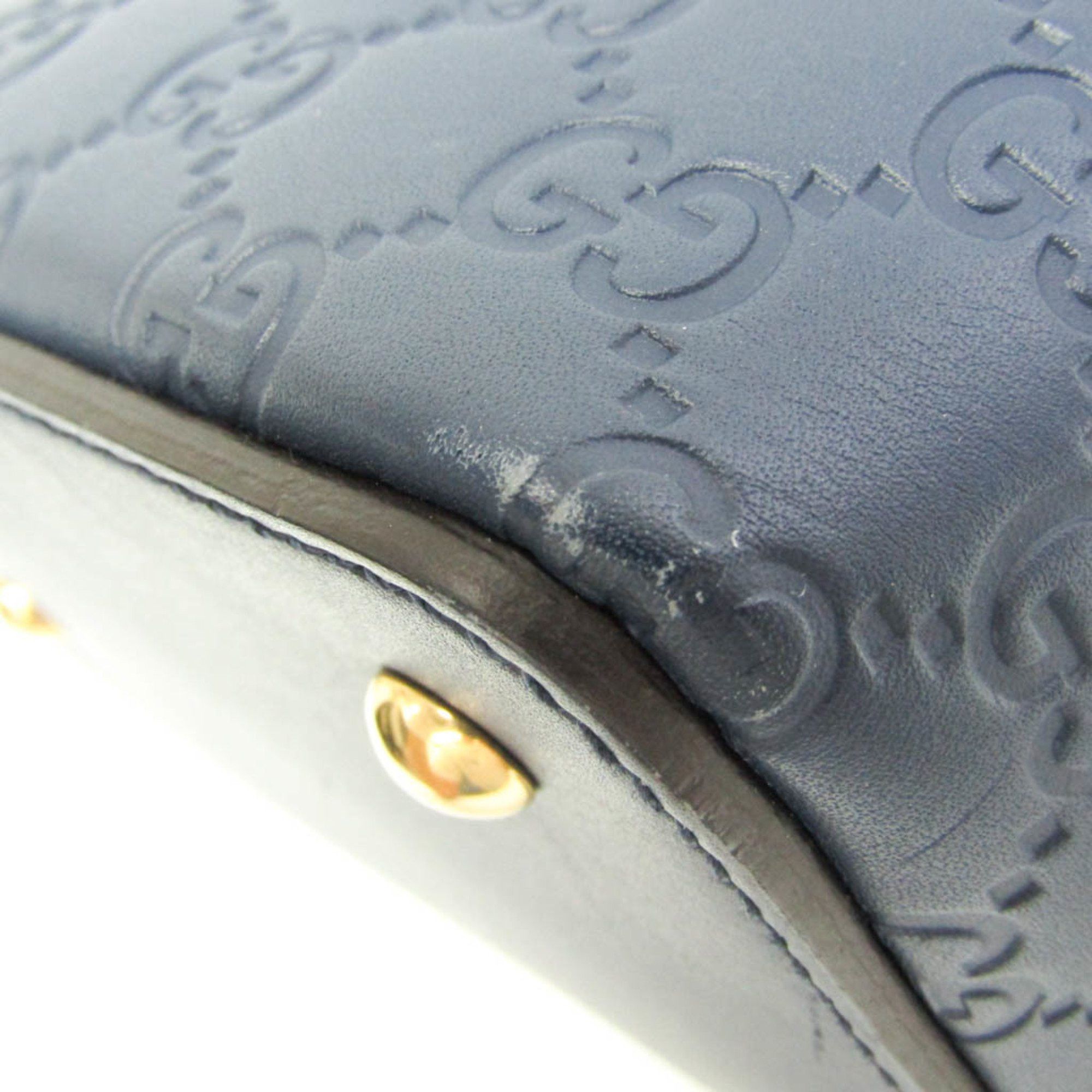 Gucci Gucci Guccissima 428226 Women's Leather Handbag,Shoulder Bag Blue Size ONE SIZE - 4 Thumbnail