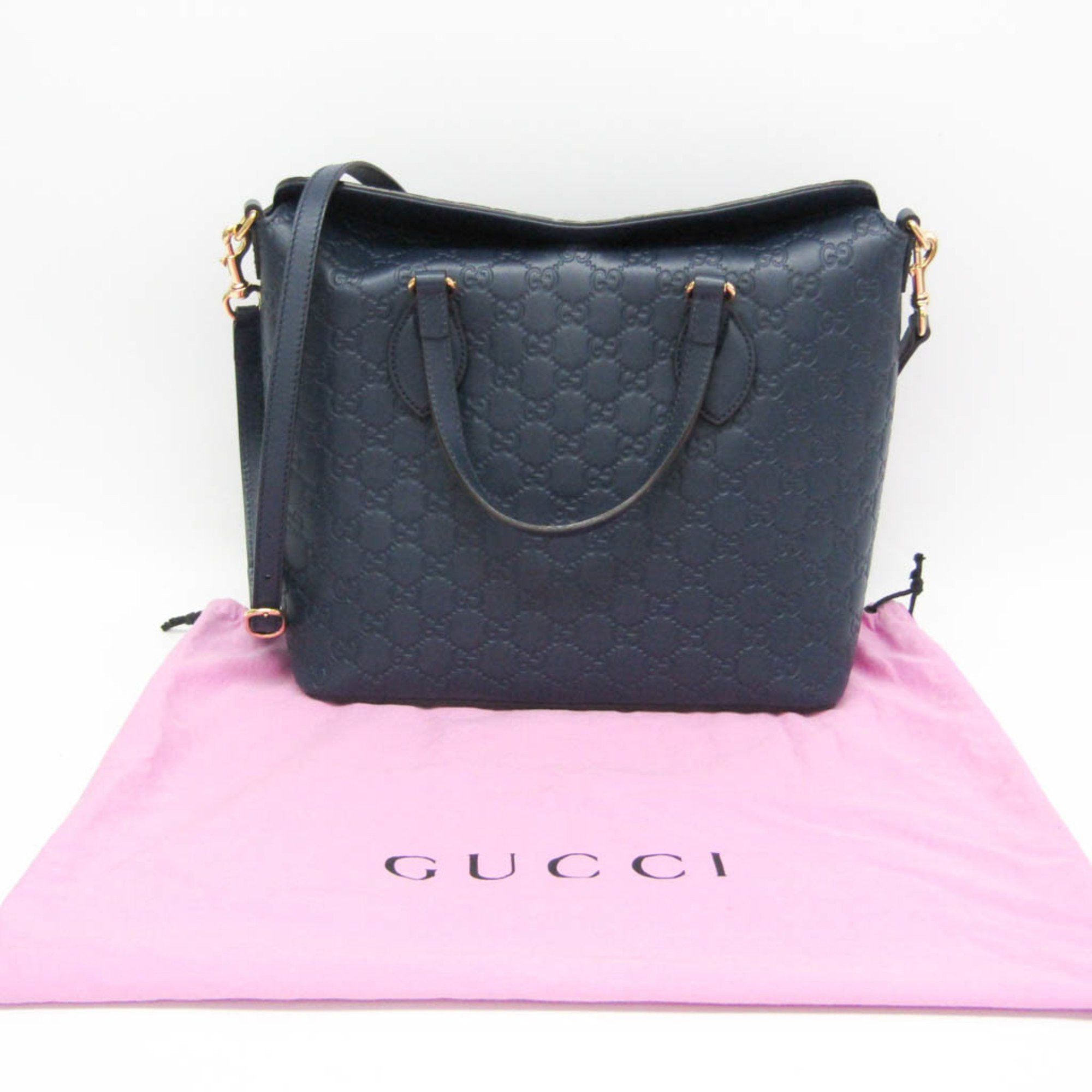 Gucci Gucci Guccissima 428226 Women's Leather Handbag,Shoulder Bag Blue Size ONE SIZE - 15 Thumbnail