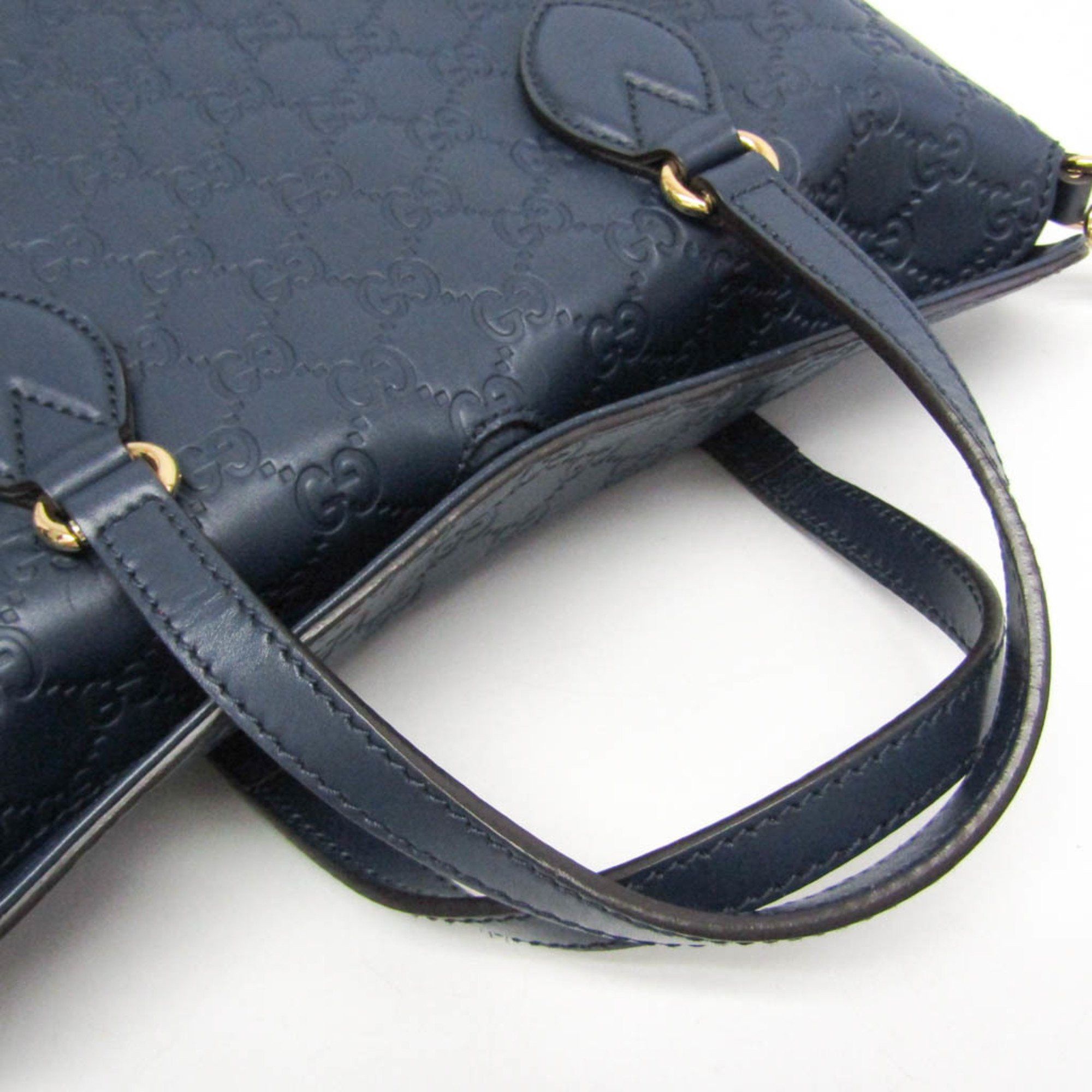 Gucci Gucci Guccissima 428226 Women's Leather Handbag,Shoulder Bag Blue Size ONE SIZE - 7 Thumbnail