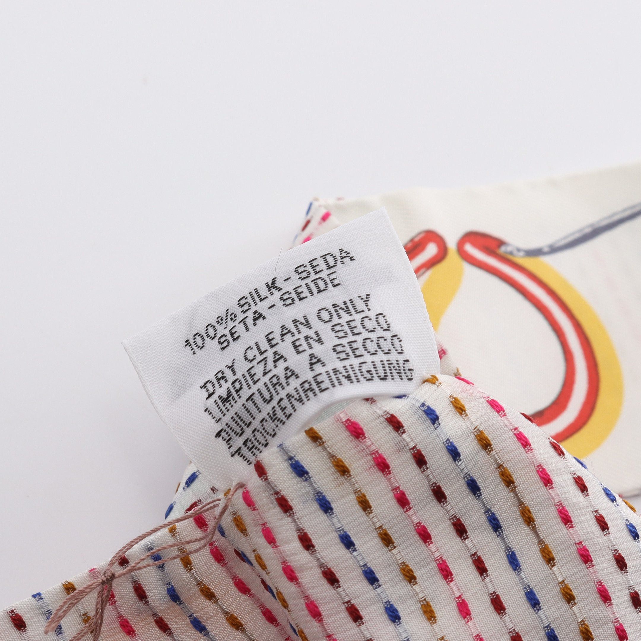 Hermes Hermes Twilly Chevaloscope Neon Ribbon Scarf Silk White Multicolor Size ONE SIZE - 3 Thumbnail