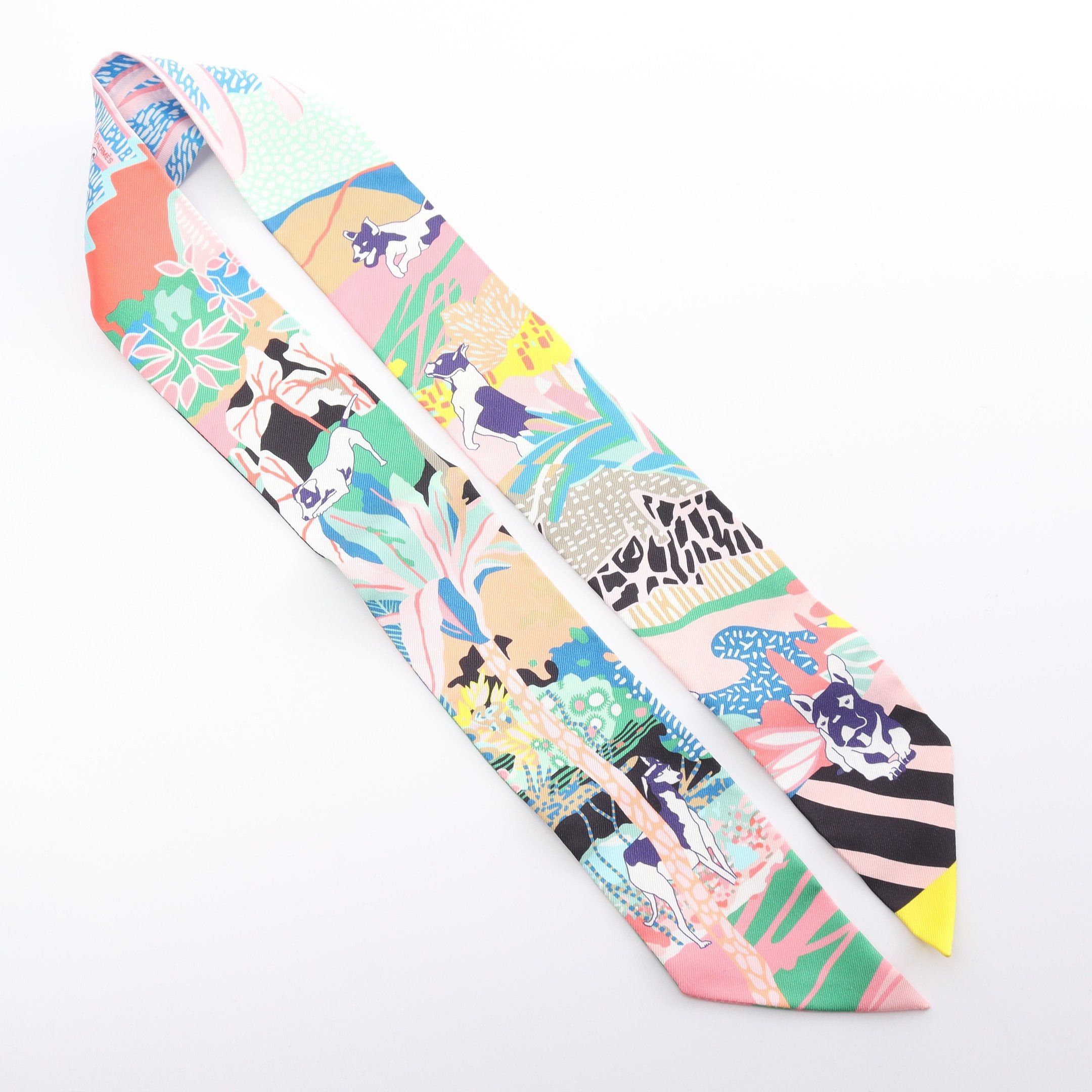 Hermes Hermes Twilly En Liberte Ribbon Scarf Silk Pink Multicolor Size ONE SIZE - 5 Thumbnail