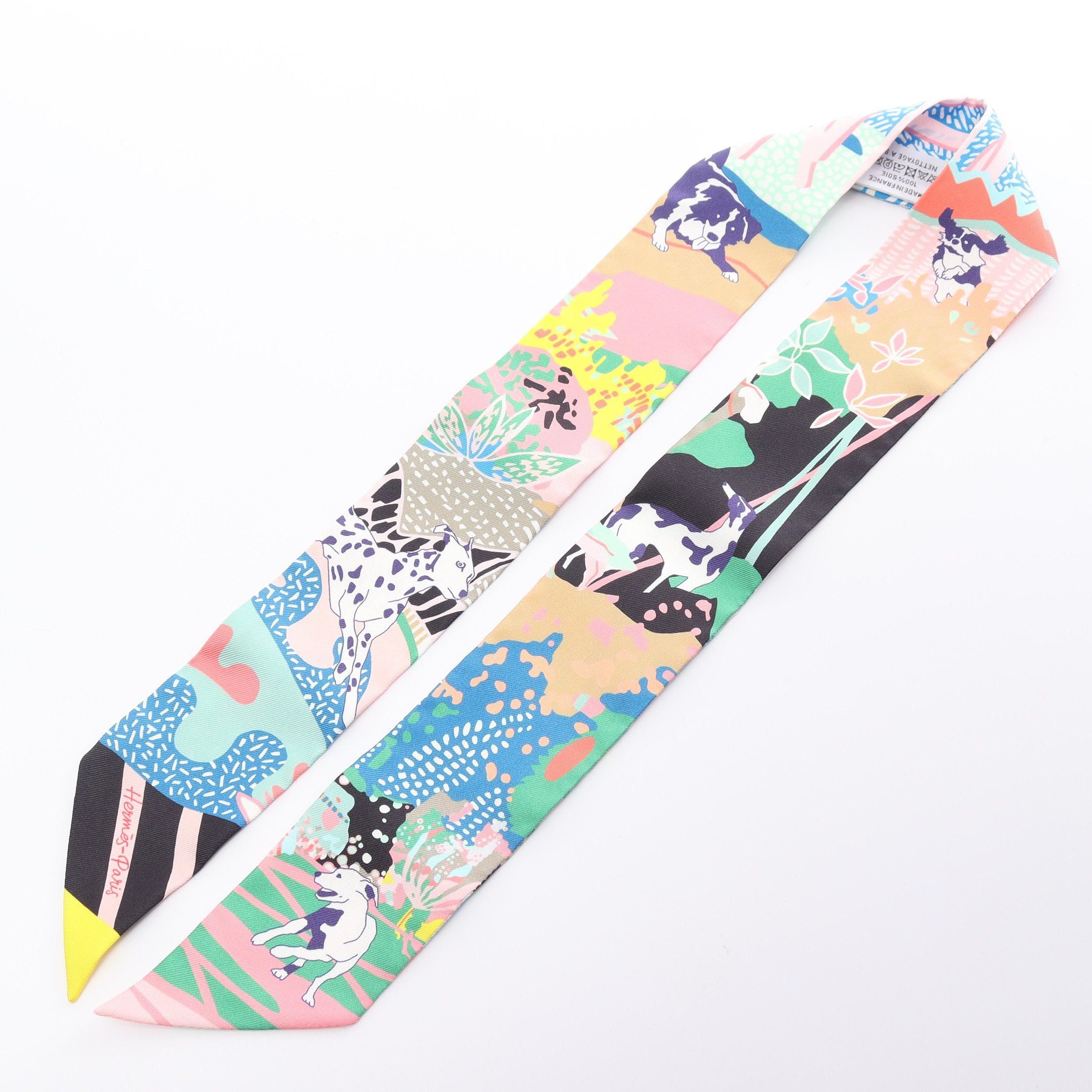 Hermes Hermes Twilly En Liberte Ribbon Scarf Silk Pink Multicolor Size ONE SIZE - 4 Thumbnail