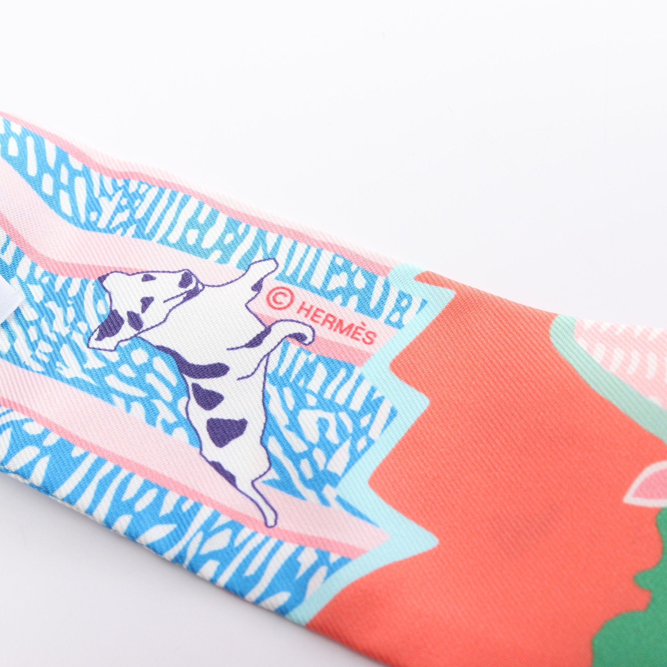 Hermes Hermes Twilly En Liberte Ribbon Scarf Silk Pink Multicolor Size ONE SIZE - 2 Thumbnail