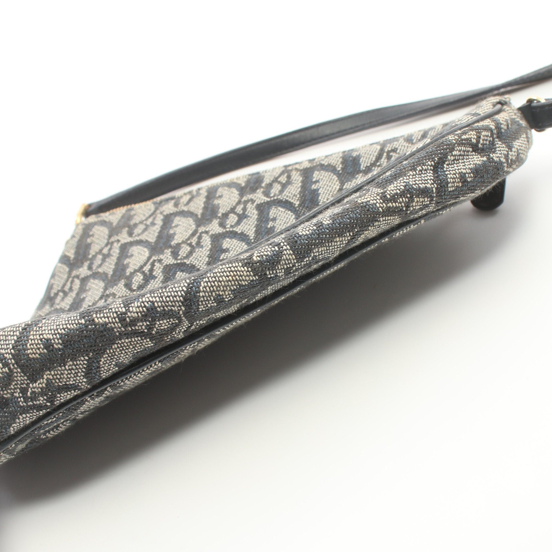 Dior Dior Saddle Trotter Accessory Pouch Handbag Canvas Leather Gray Navy Size ONE SIZE - 7 Thumbnail