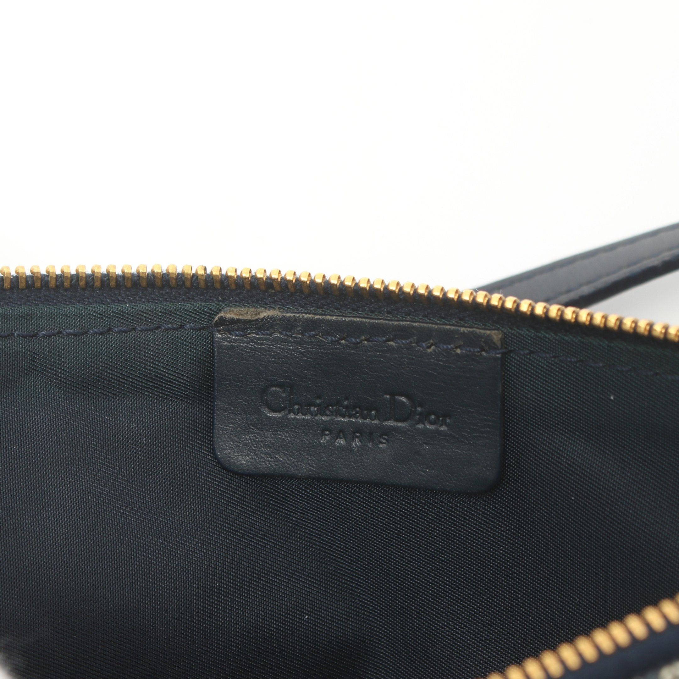 Dior Dior Saddle Trotter Accessory Pouch Handbag Canvas Leather Gray Navy Size ONE SIZE - 4 Thumbnail