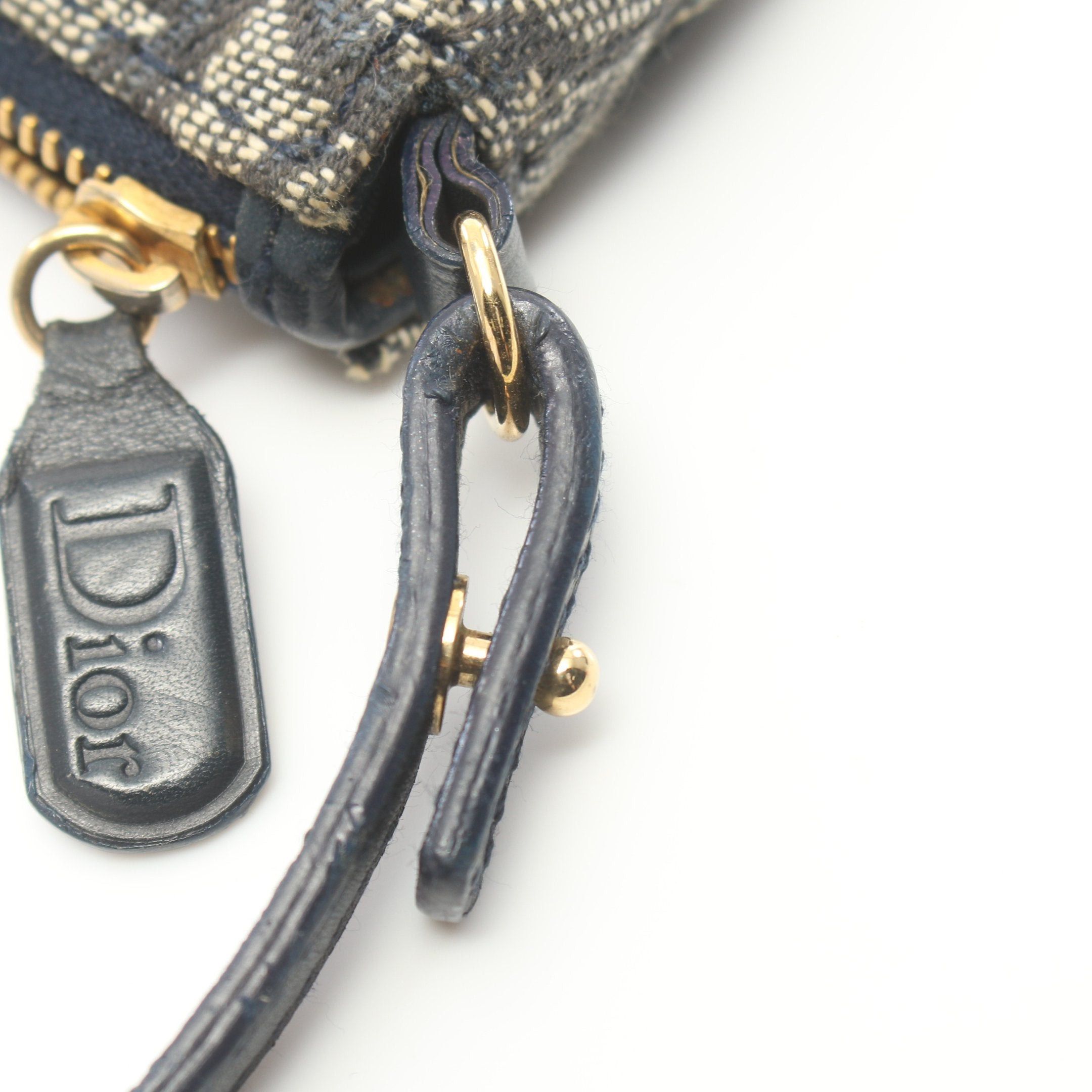 Dior Dior Saddle Trotter Accessory Pouch Handbag Canvas Leather Gray Navy Size ONE SIZE - 10 Thumbnail