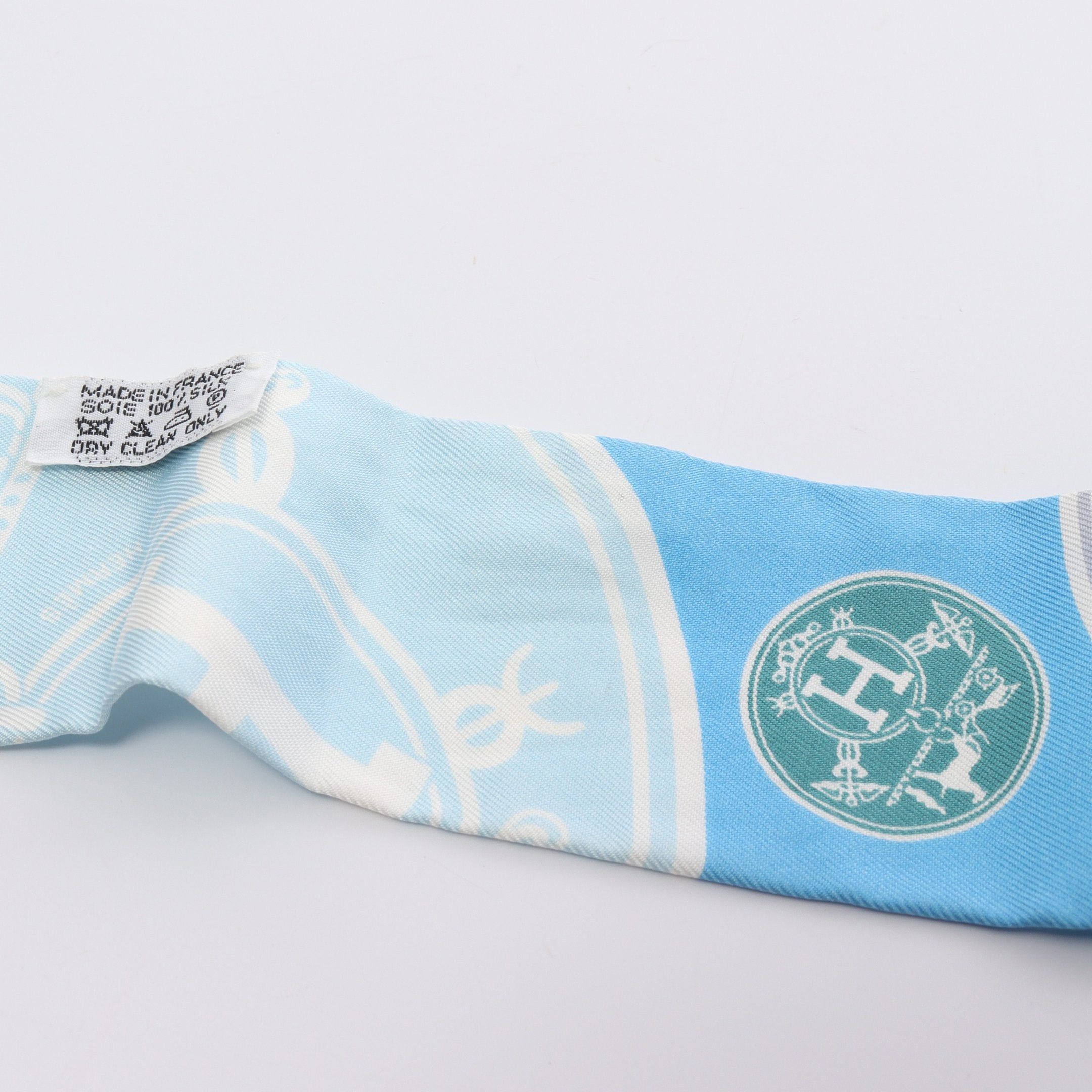 Hermes Hermes Twilly Ex-Libris Exlibris Confetti Ribbon Scarf Silk Blue Multicolor Size ONE SIZE - 6 Thumbnail