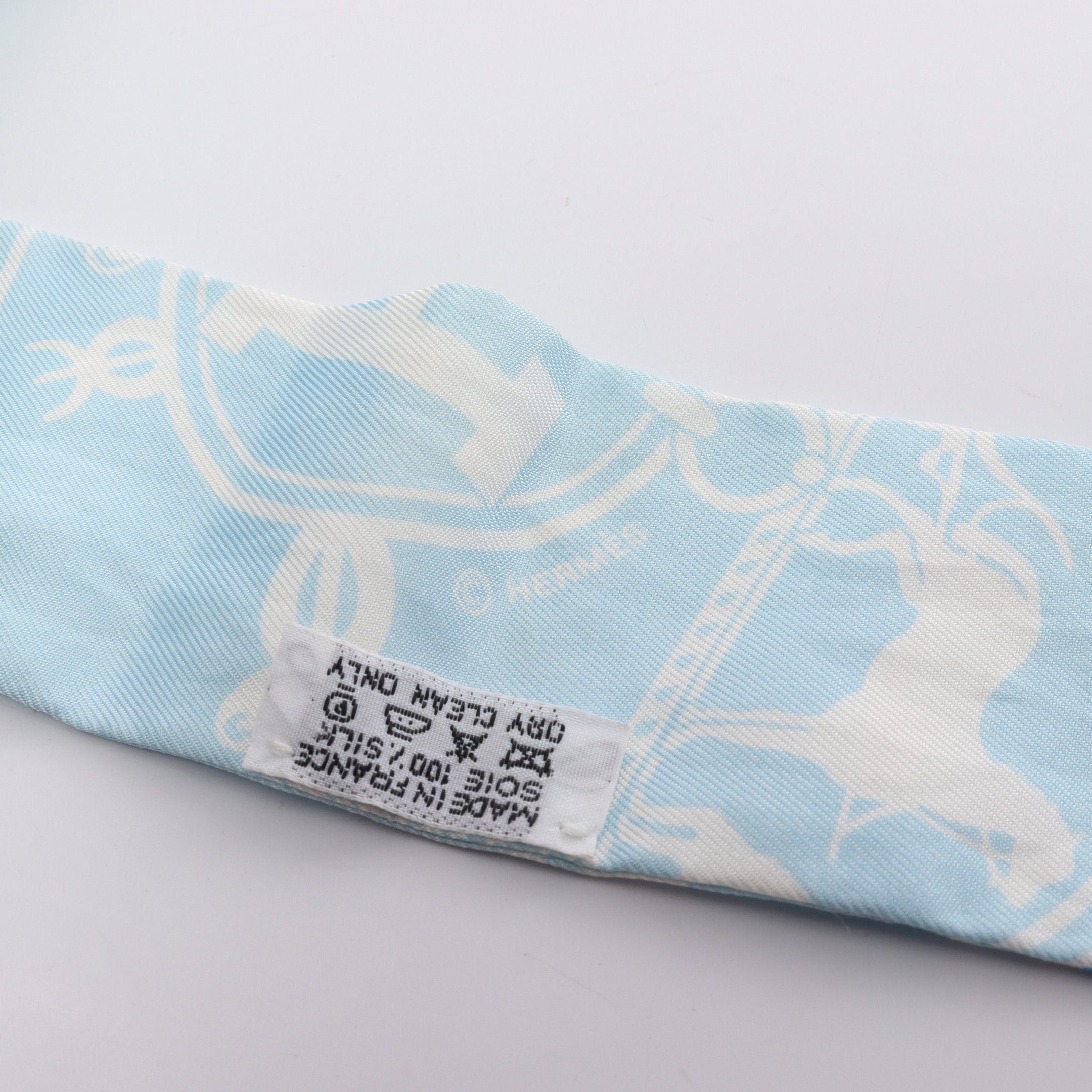 Hermes Hermes Twilly Ex-Libris Exlibris Confetti Ribbon Scarf Silk Blue Multicolor Size ONE SIZE - 2 Thumbnail