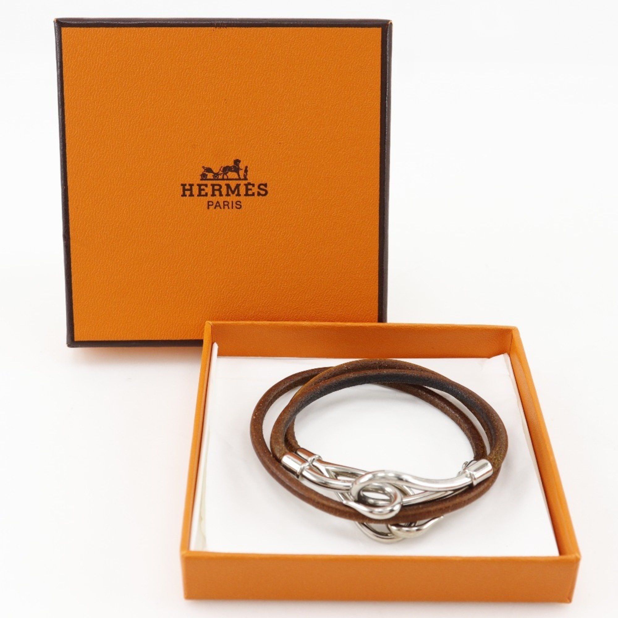 Hermes Hermes Jumbo Bracelet Choker Set Leather Brown Approx. 9.9g Women's Size ONE SIZE - 9 Thumbnail