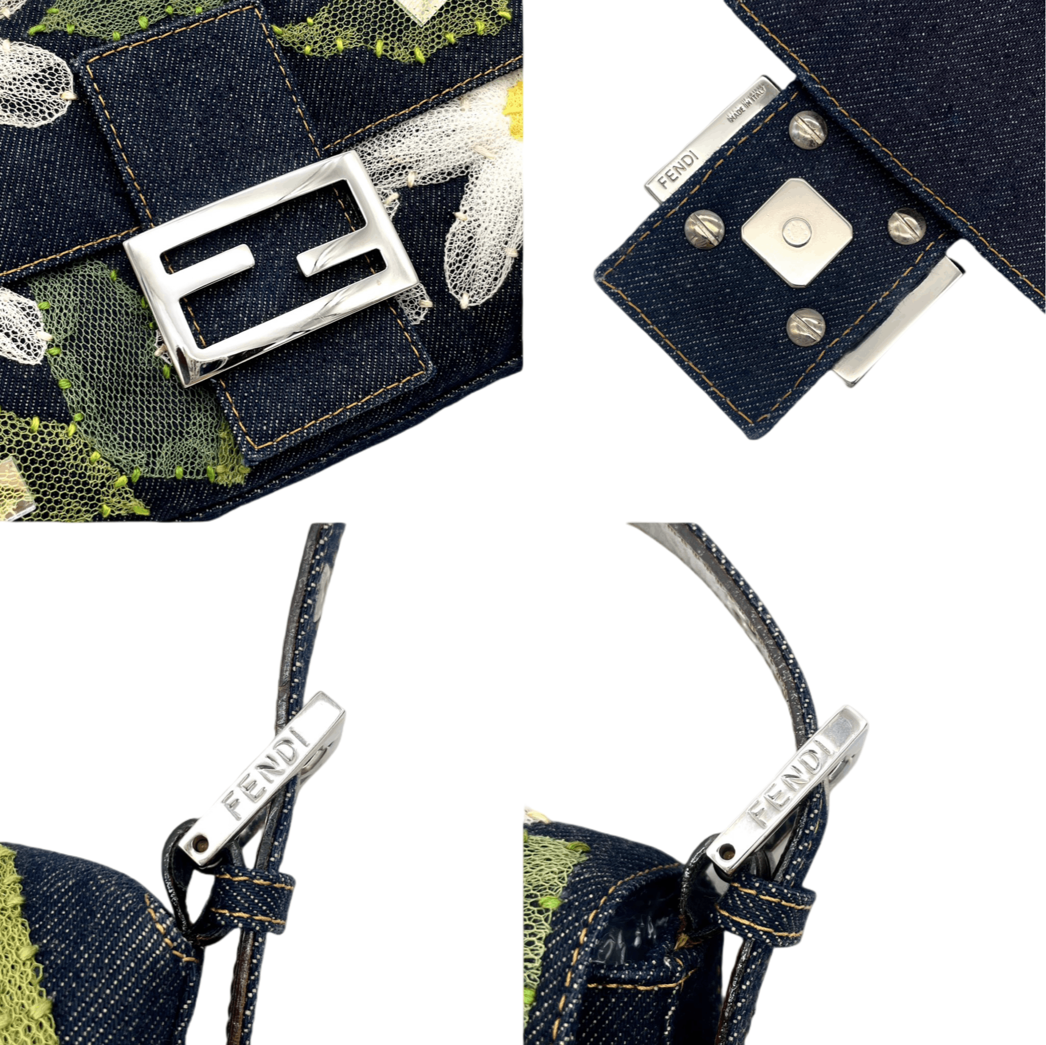 Fendi Fendi Denim Mesh Flower Mamma Bucket Pm Shoulder Bag Size ONE SIZE - 8 Thumbnail