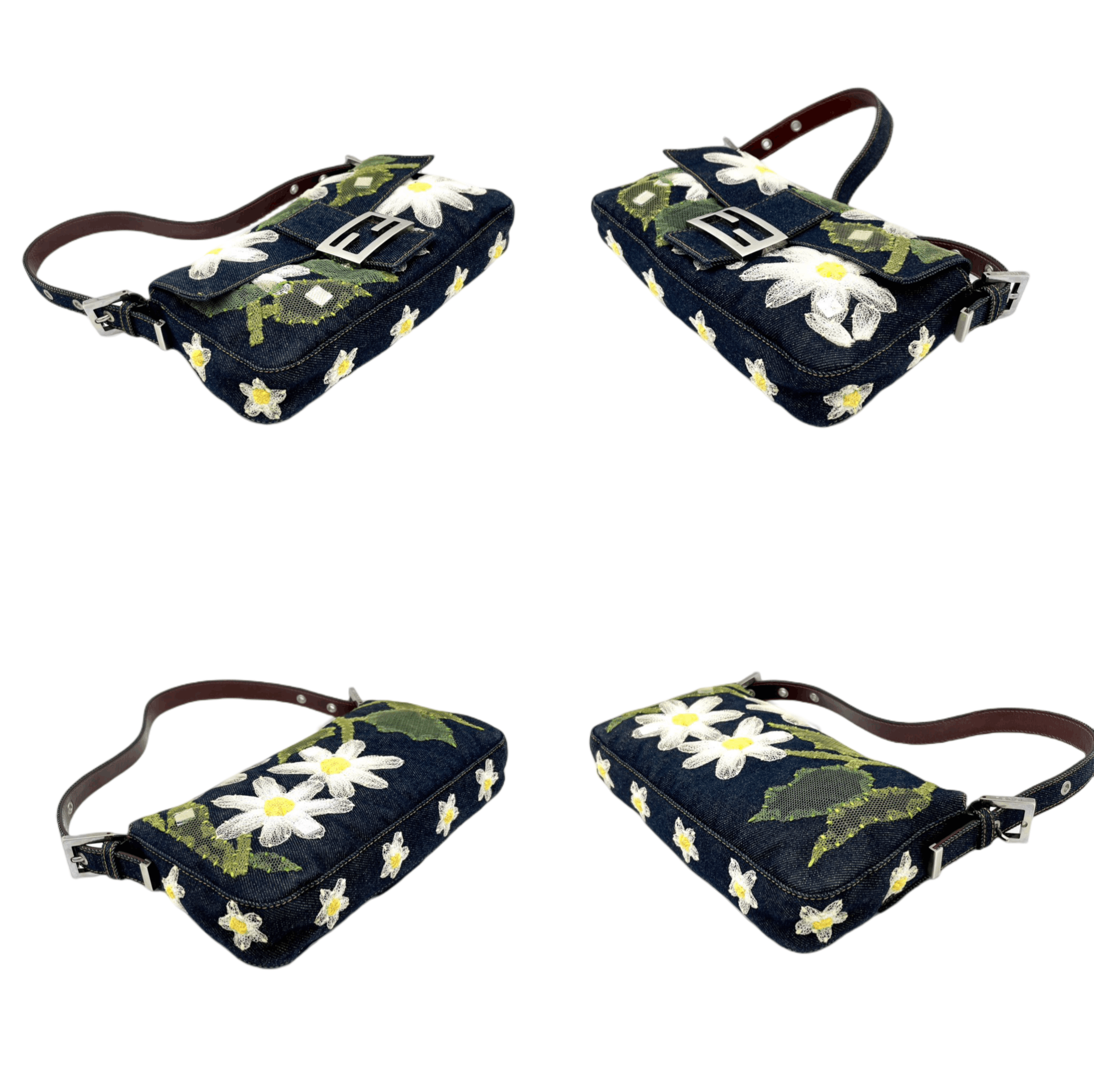 Fendi Fendi Denim Mesh Flower Mamma Bucket Pm Shoulder Bag Size ONE SIZE - 6 Thumbnail