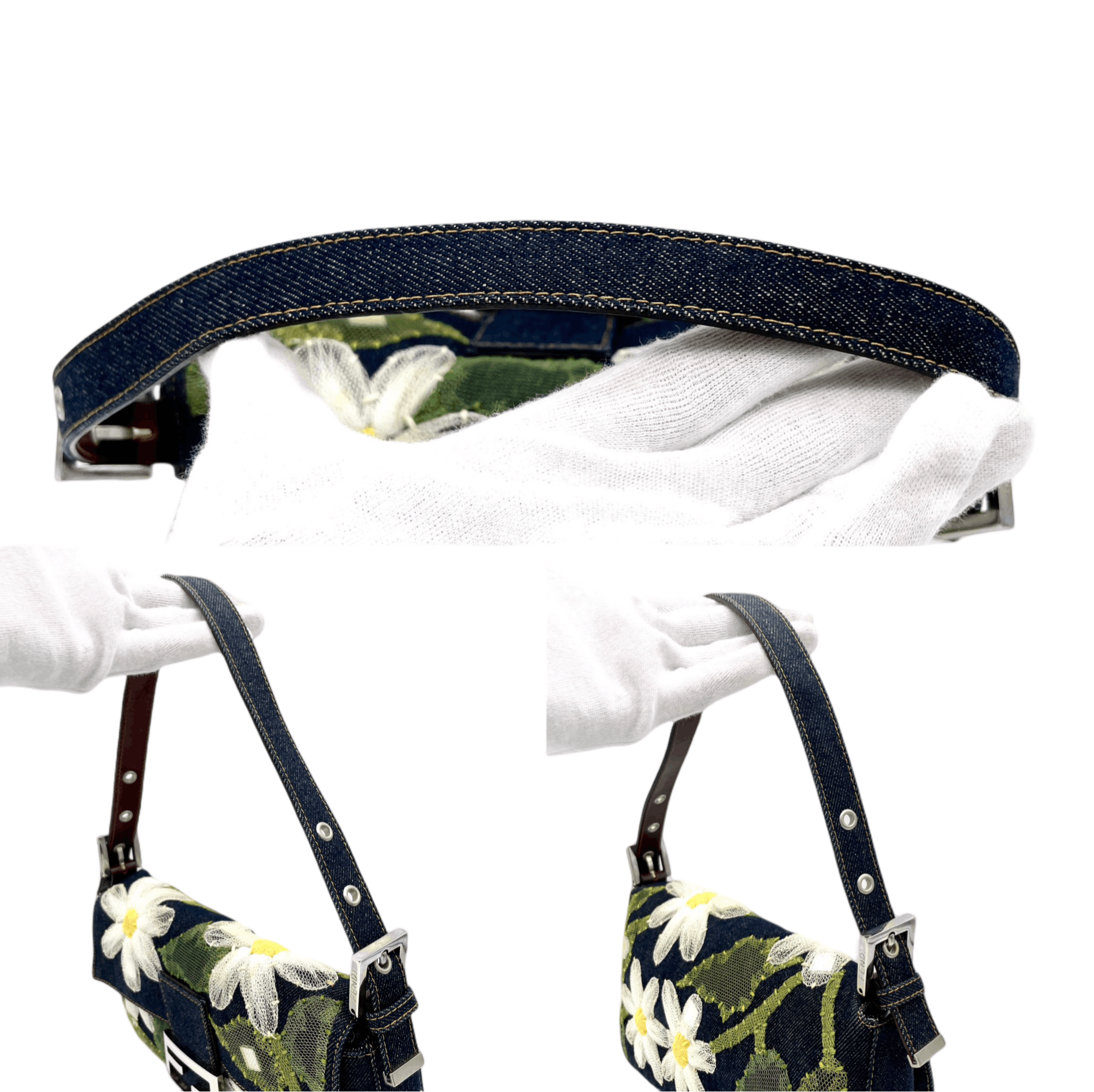 Fendi Fendi Denim Mesh Flower Mamma Bucket Pm Shoulder Bag Size ONE SIZE - 9 Thumbnail
