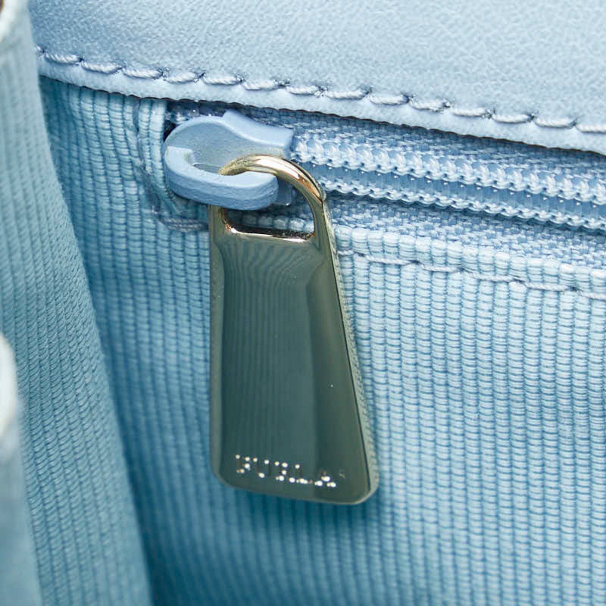 Furla Furla Muguet Flower Motif Handbag Shoulder Bag Light Blue White Leather Women's Size ONE SIZE - 10 Thumbnail