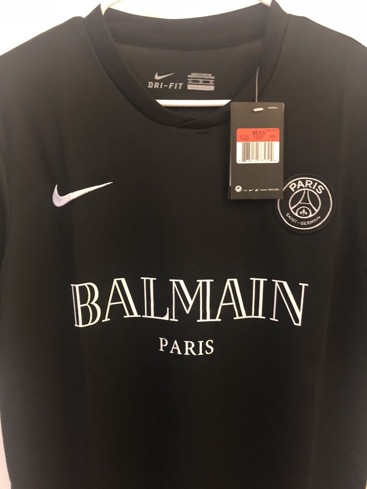 Pre-owned Nike Balmain X Psg Black Long Sleeve Jersey - Mens