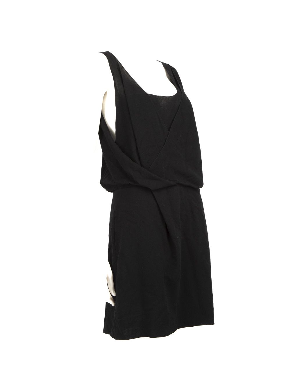 Black Wool Sleeveless Mini Dress
