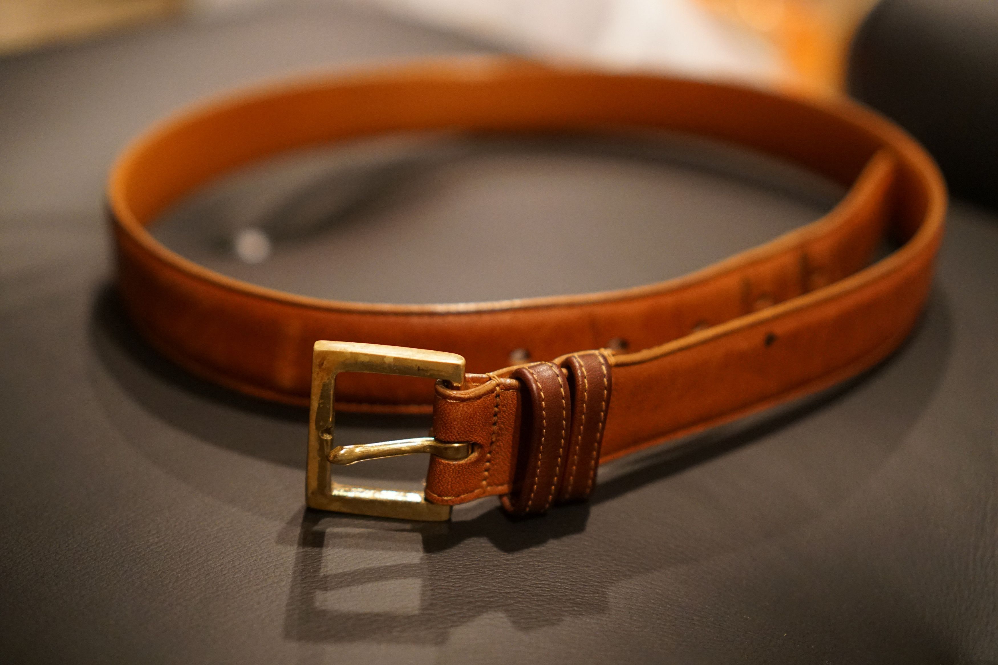 Coach Coach British tan leather belt gold Size 32 - 1 Thumbnail