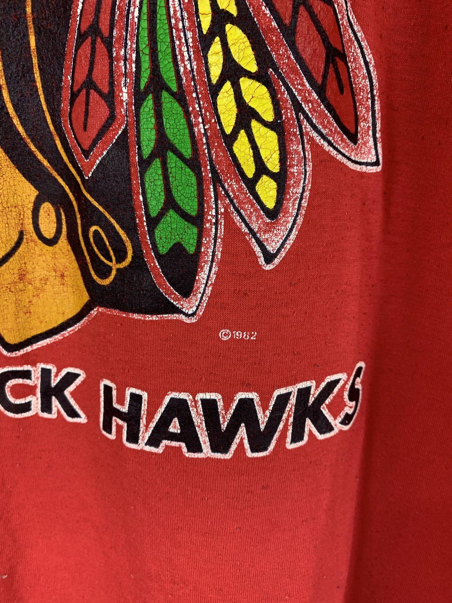 Vintage Vintage 1980s Chicago black Hawks Single Stitch Tee Size XL Size US XL / EU 56 / 4 - 2 Thumbnail