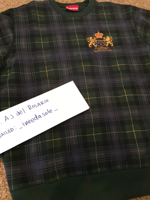 Supreme Supreme plaid crest crewneck sweater F/W 08 | Grailed