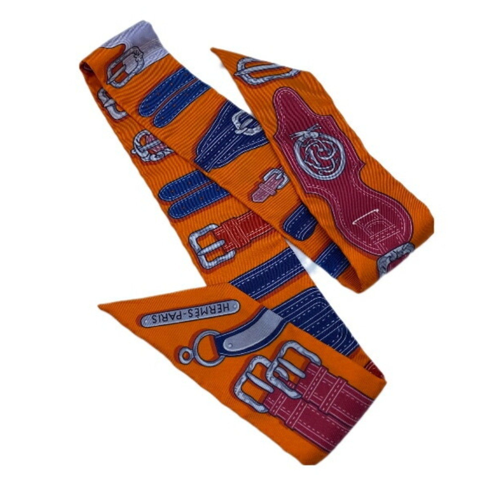 Hermes HERMES Twilly Belt Rope Orange Red Blue Scarf Muffler Silk Collar Accessory Bag Women Men Size ONE SIZE - 2 Thumbnail