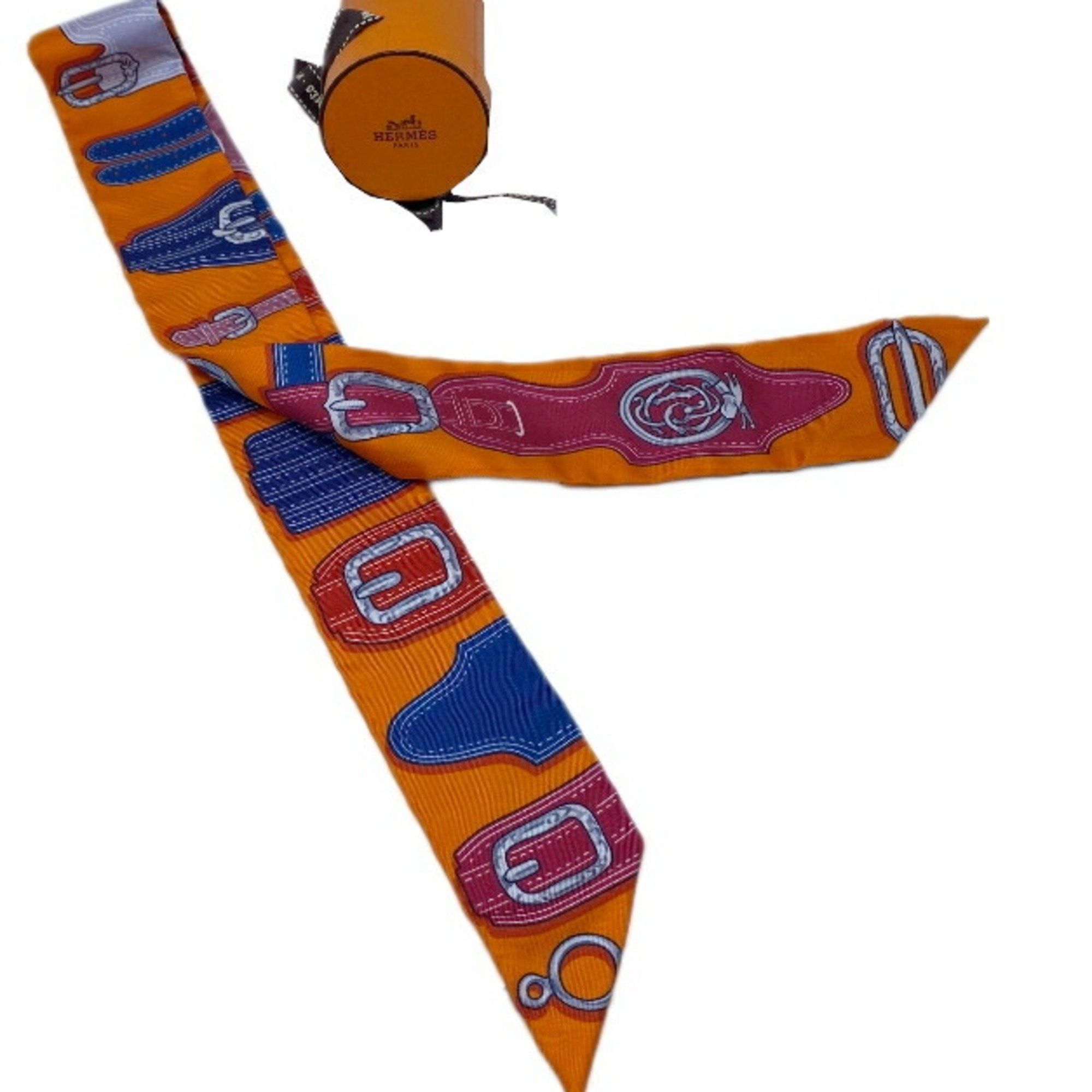 Hermes HERMES Twilly Belt Rope Orange Red Blue Scarf Muffler Silk Collar Accessory Bag Women Men Size ONE SIZE - 5 Thumbnail