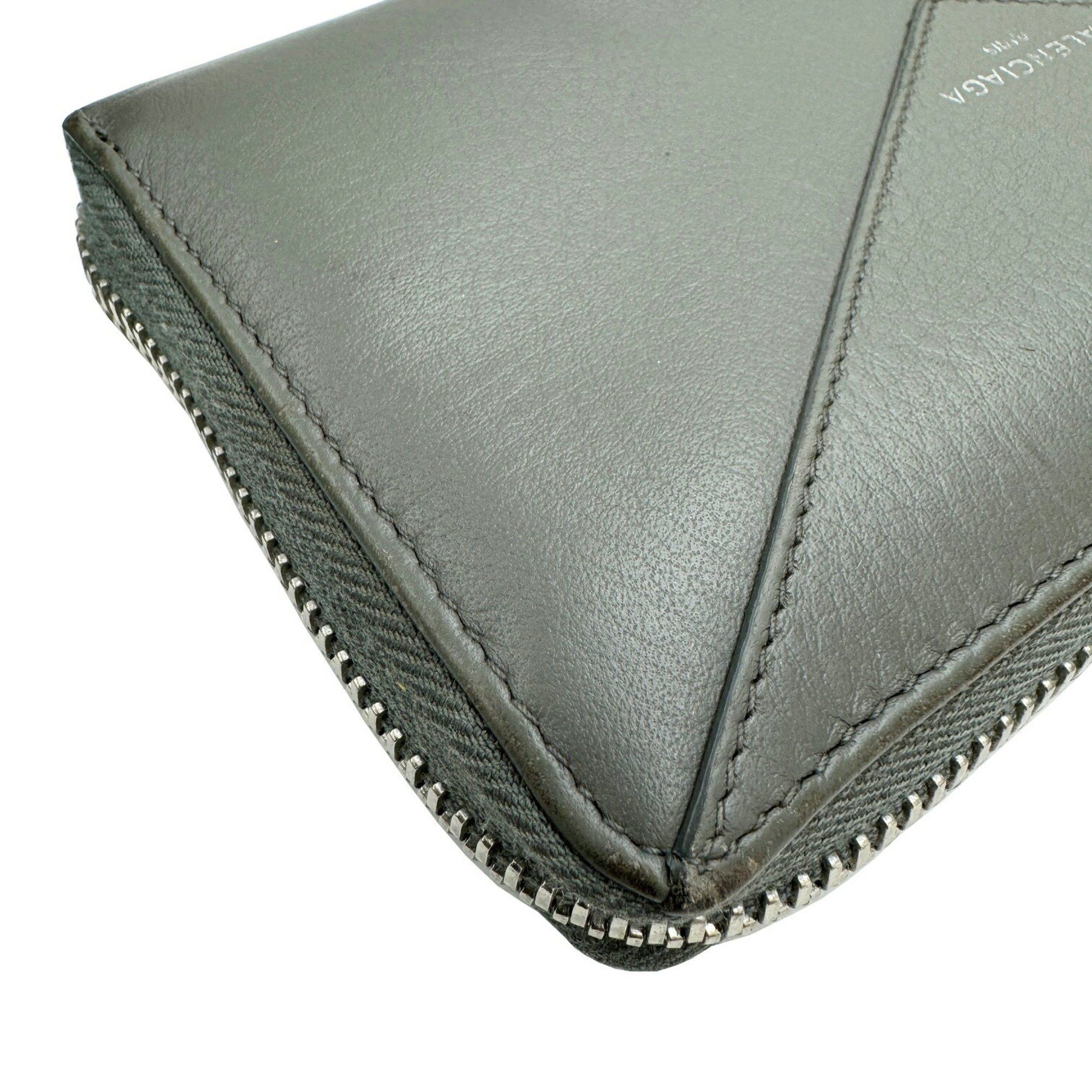 Balenciaga BALENCIAGA 381226 Paper Continental Wallet Round Men's Women's Long Leather Grey Size ONE SIZE - 3 Thumbnail