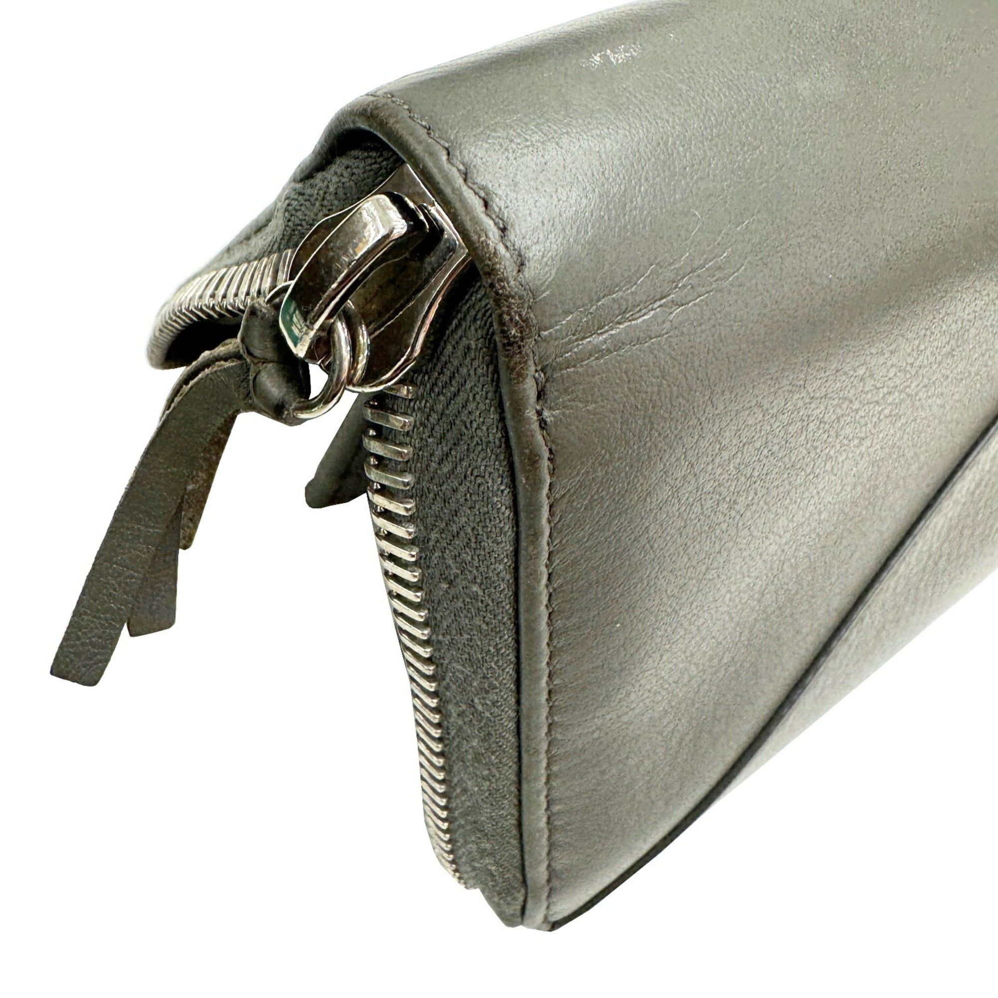 Balenciaga BALENCIAGA 381226 Paper Continental Wallet Round Men's Women's Long Leather Grey Size ONE SIZE - 9 Thumbnail