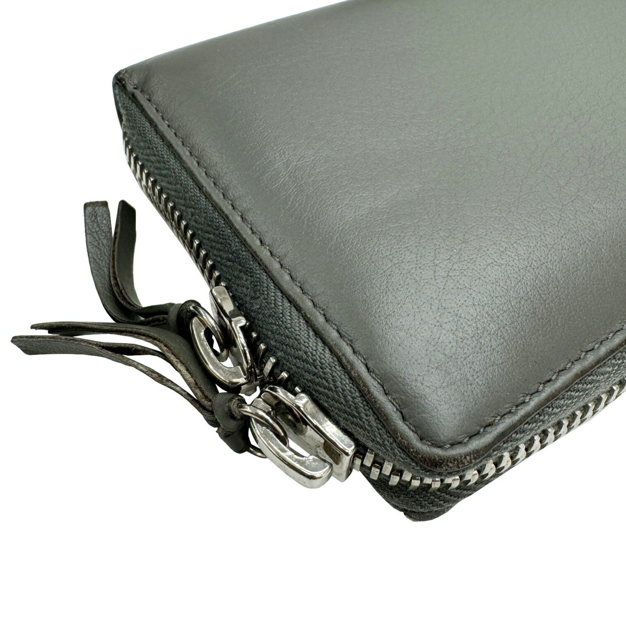 Balenciaga BALENCIAGA 381226 Paper Continental Wallet Round Men's Women's Long Leather Grey Size ONE SIZE - 5 Thumbnail