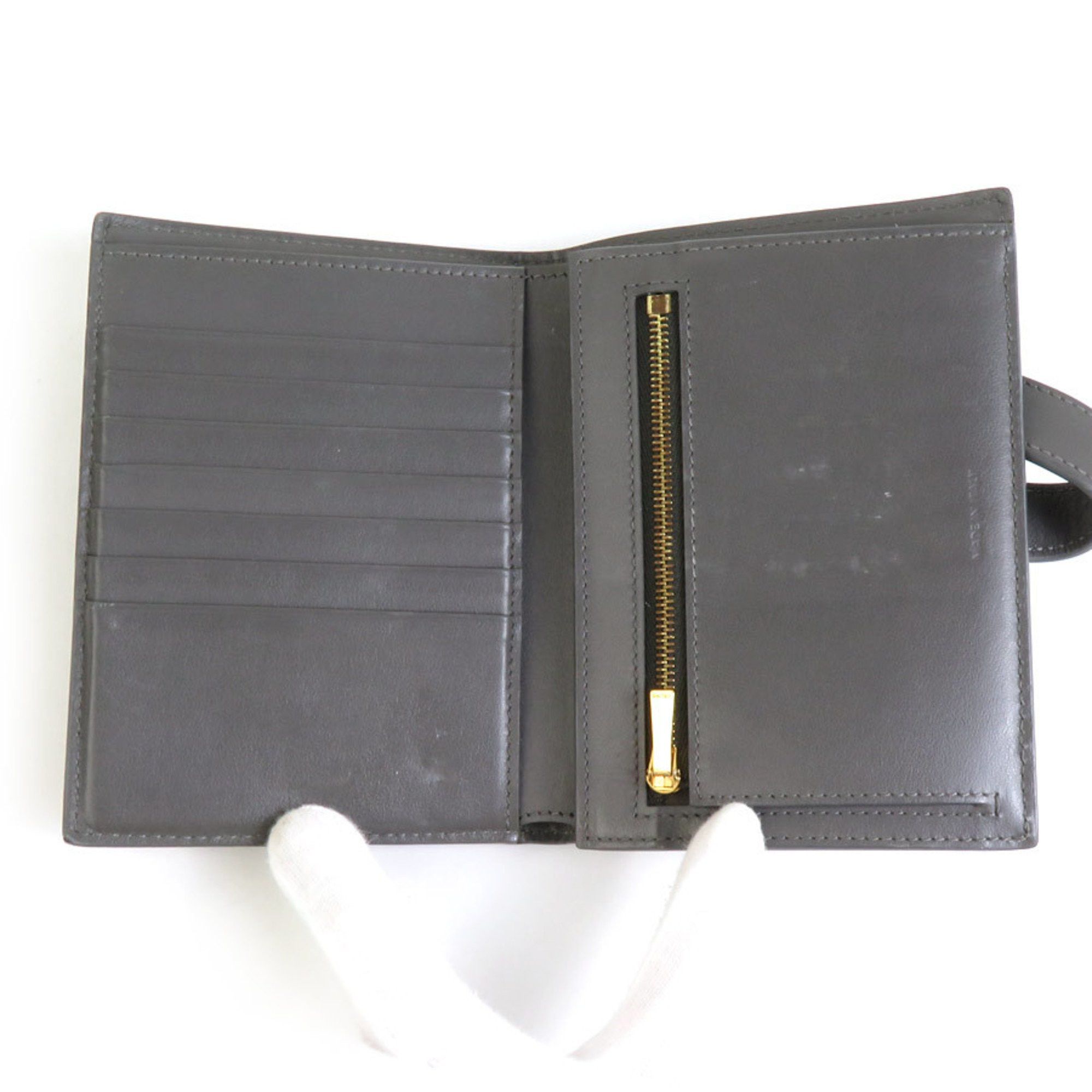 Celine CELINE Bi-fold wallet Medium strap Leather Grey Women's h30542 Size ONE SIZE - 3 Thumbnail