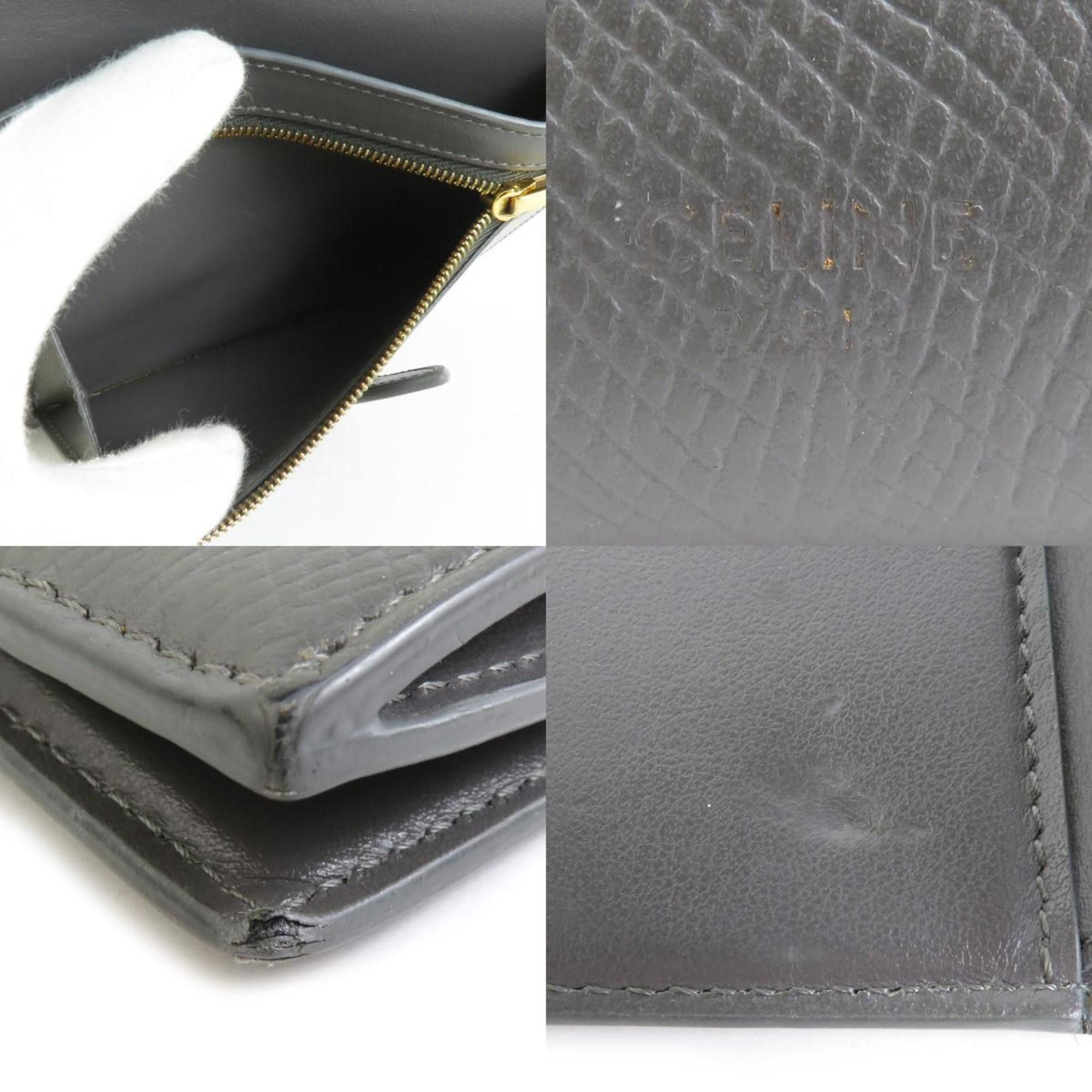 Celine CELINE Bi-fold wallet Medium strap Leather Grey Women's h30542 Size ONE SIZE - 4 Thumbnail