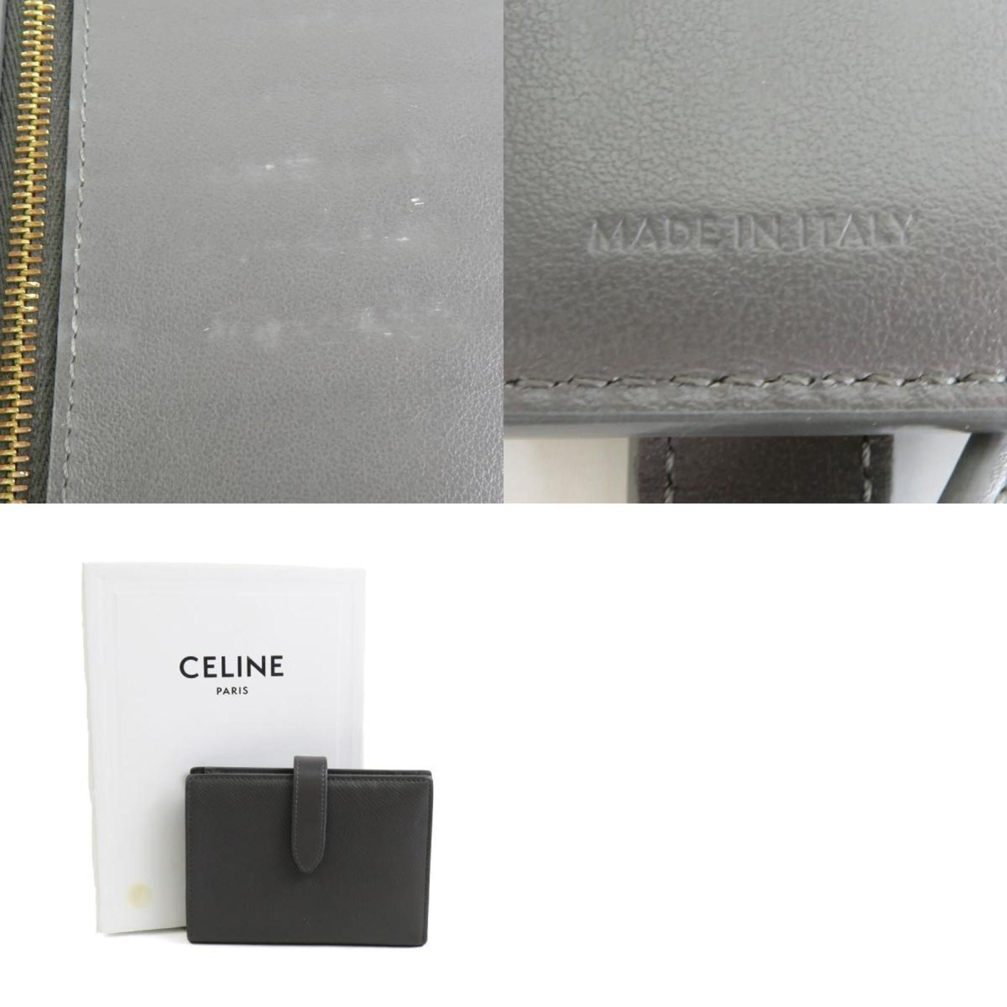 Celine CELINE Bi-fold wallet Medium strap Leather Grey Women's h30542 Size ONE SIZE - 5 Thumbnail
