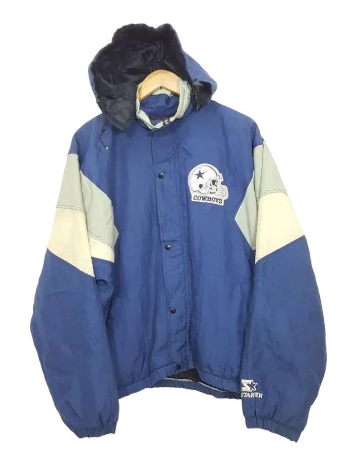 NFL Dallas Cowboys Helmet Logo Detachable Hood Quilted Jacket Size US XL / EU 56 / 4 - 2 Thumbnail