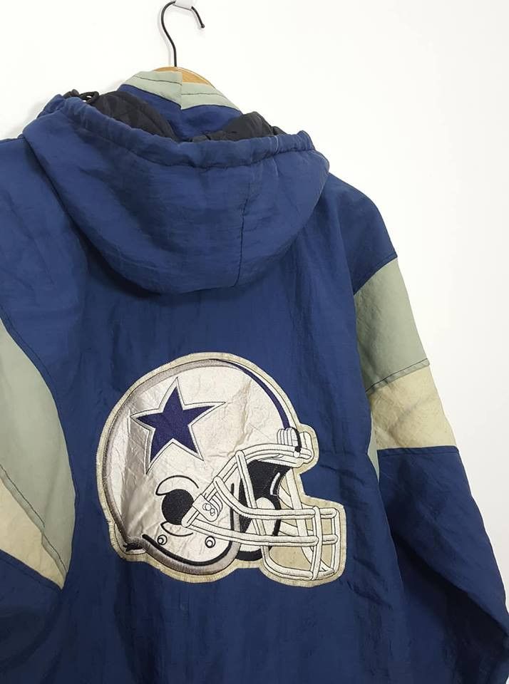 NFL Dallas Cowboys Helmet Logo Detachable Hood Quilted Jacket Size US XL / EU 56 / 4 - 5 Thumbnail