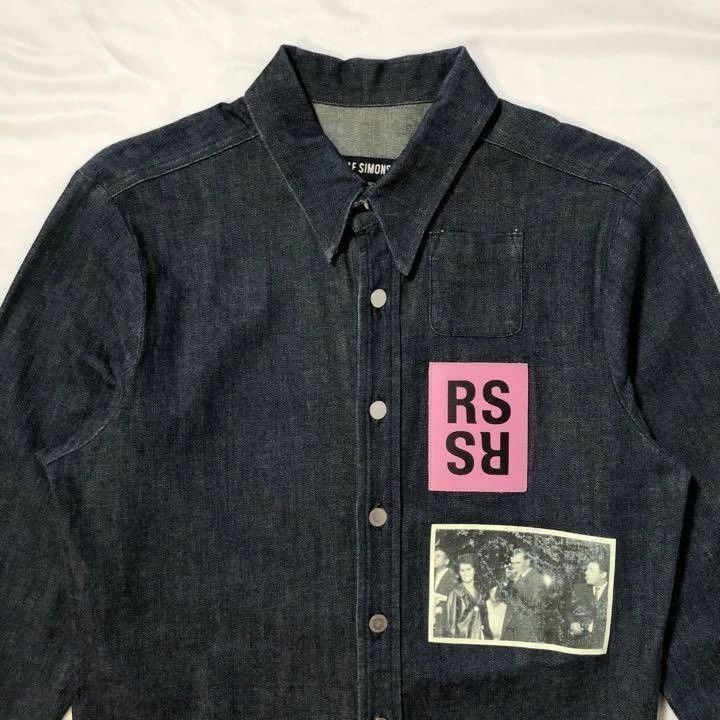 Raf Simons Raf simons 15ss Leather Patch Denim Shirt -DMC Size US S / EU 44-46 / 1 - 2 Thumbnail