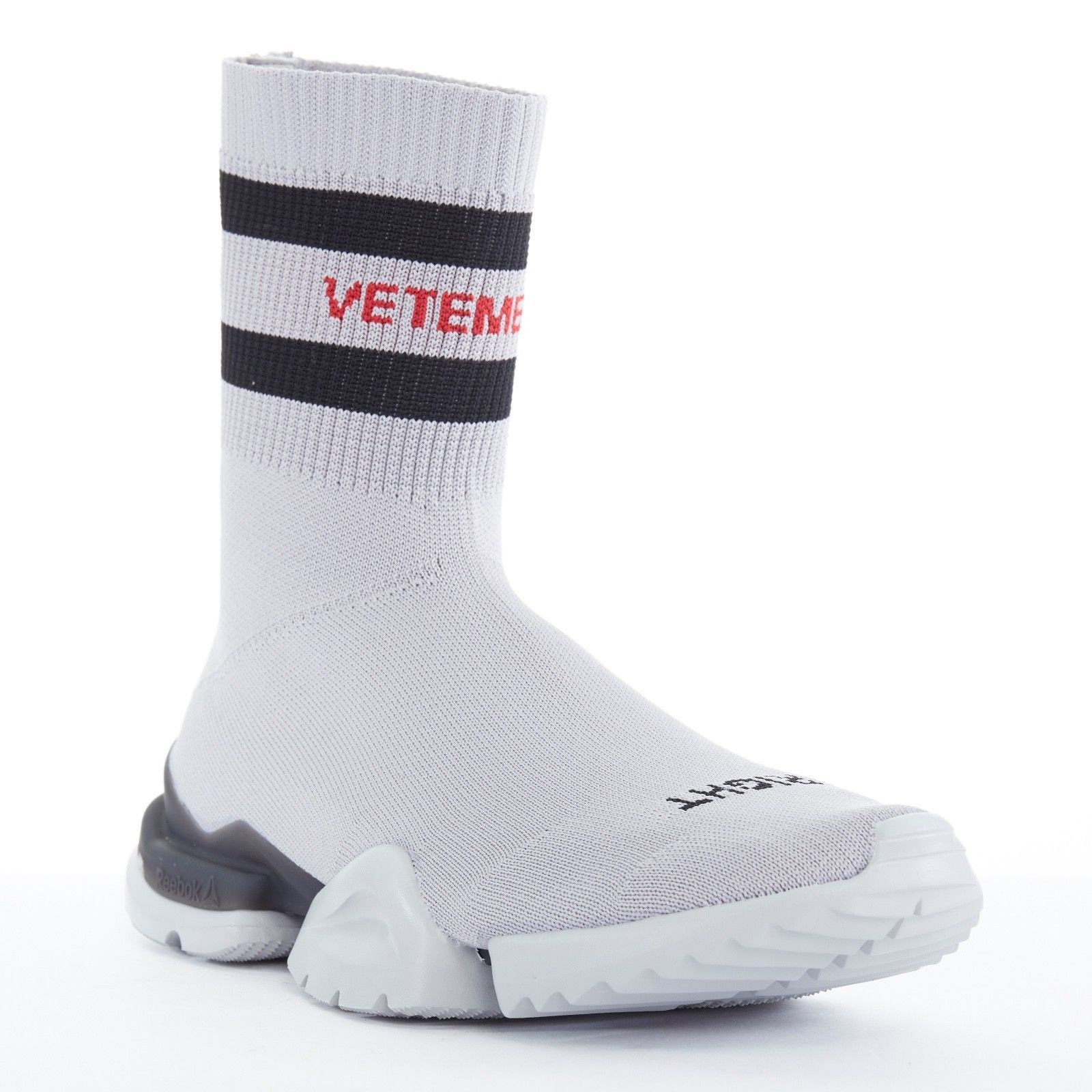 Reebok new VETEMENTS DEMNA GVASALIA X REEBOK Hong Kong limited grey logo  speed trainer sock runner high top sneaker shoes EU43 US10 UK9