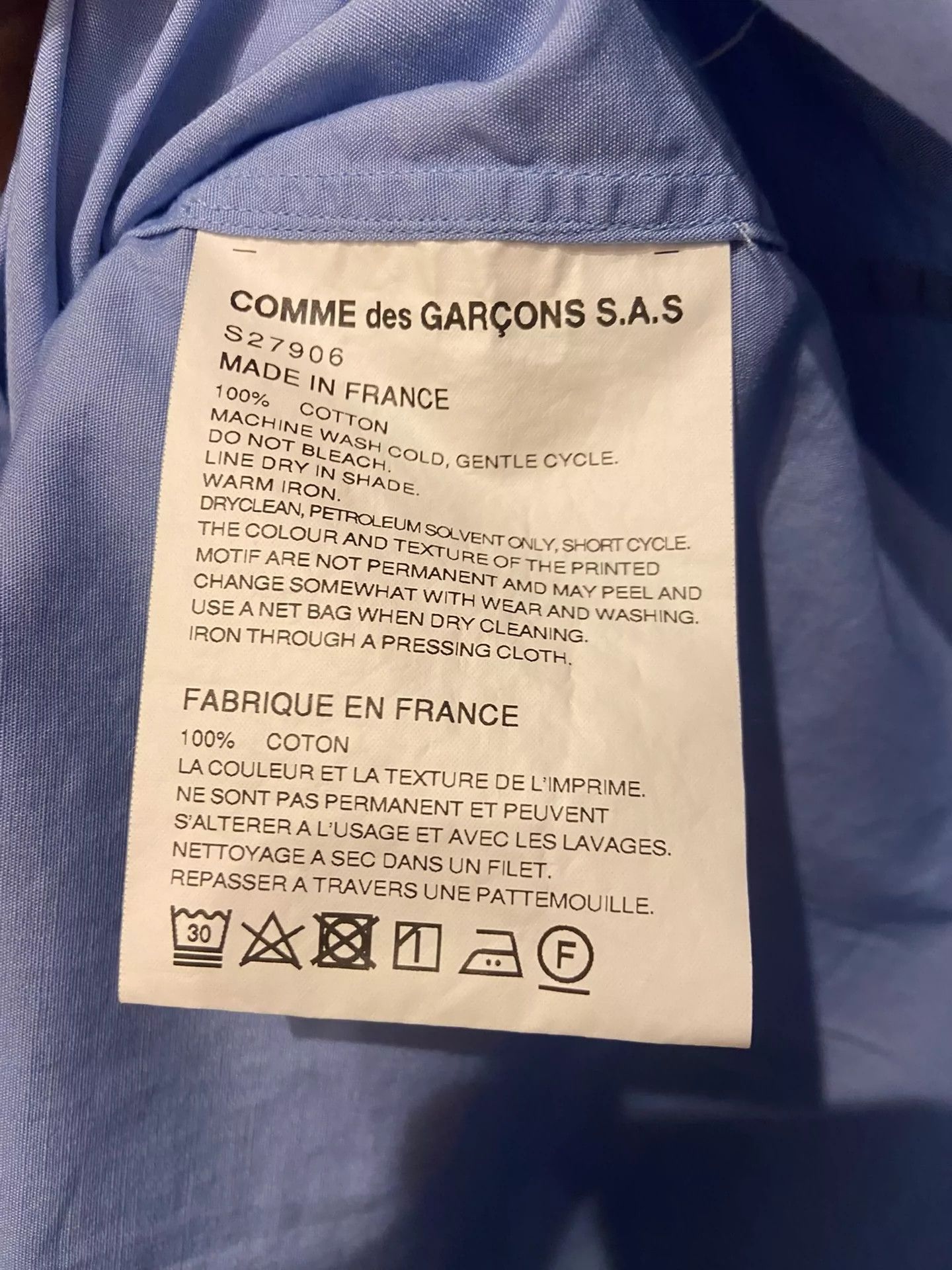 Comme des Garcons Comme Des Garcons Washed blue shirt -DMC Size US L / EU 52-54 / 3 - 7 Thumbnail
