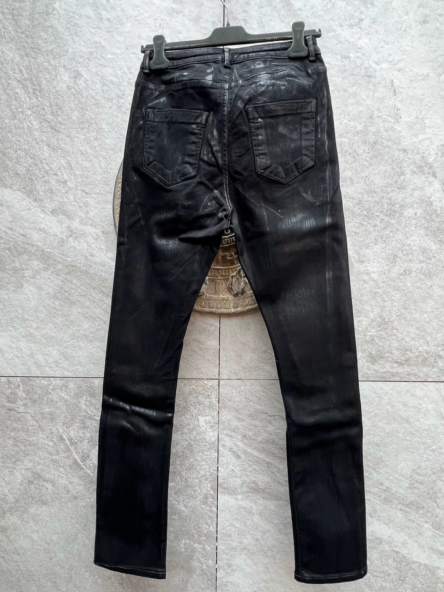 Rick Owens Rick Owens Black Brushed Wax Coated detroit Classic Jeans -DMC Size US 31 - 2 Thumbnail