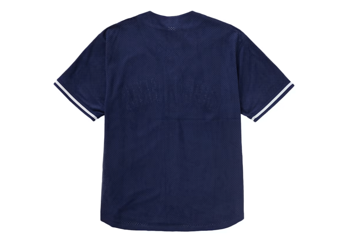Supreme Ultrasuede Mesh Baseball Jersey Navy | Grailed 