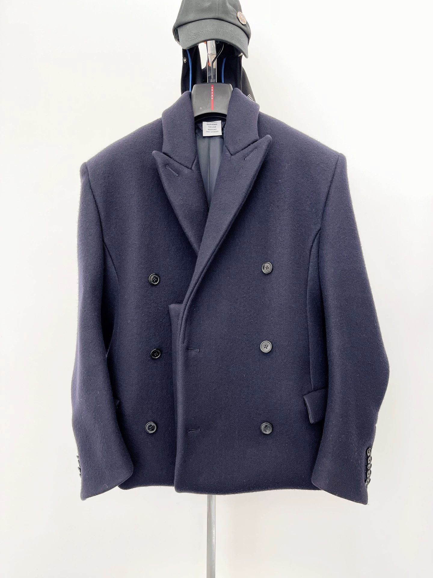 Vetements Vetements 2017fw navy blue woolen collar logo coat -DMC Size US S / EU 44-46 / 1 - 5 Thumbnail