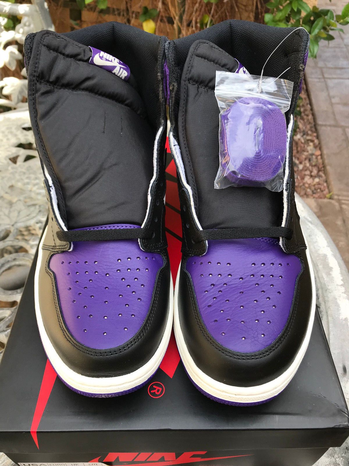 Nike 2018 Air Jordan 1 High OG Retro Court Purple Black Sail ...