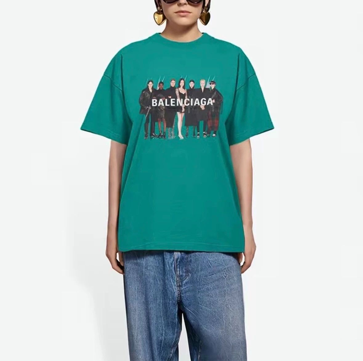 Balenciaga Balenciaga Portrait Band Wash Short green Sleeve -DMC Size US XS / EU 42 / 0 - 2 Thumbnail