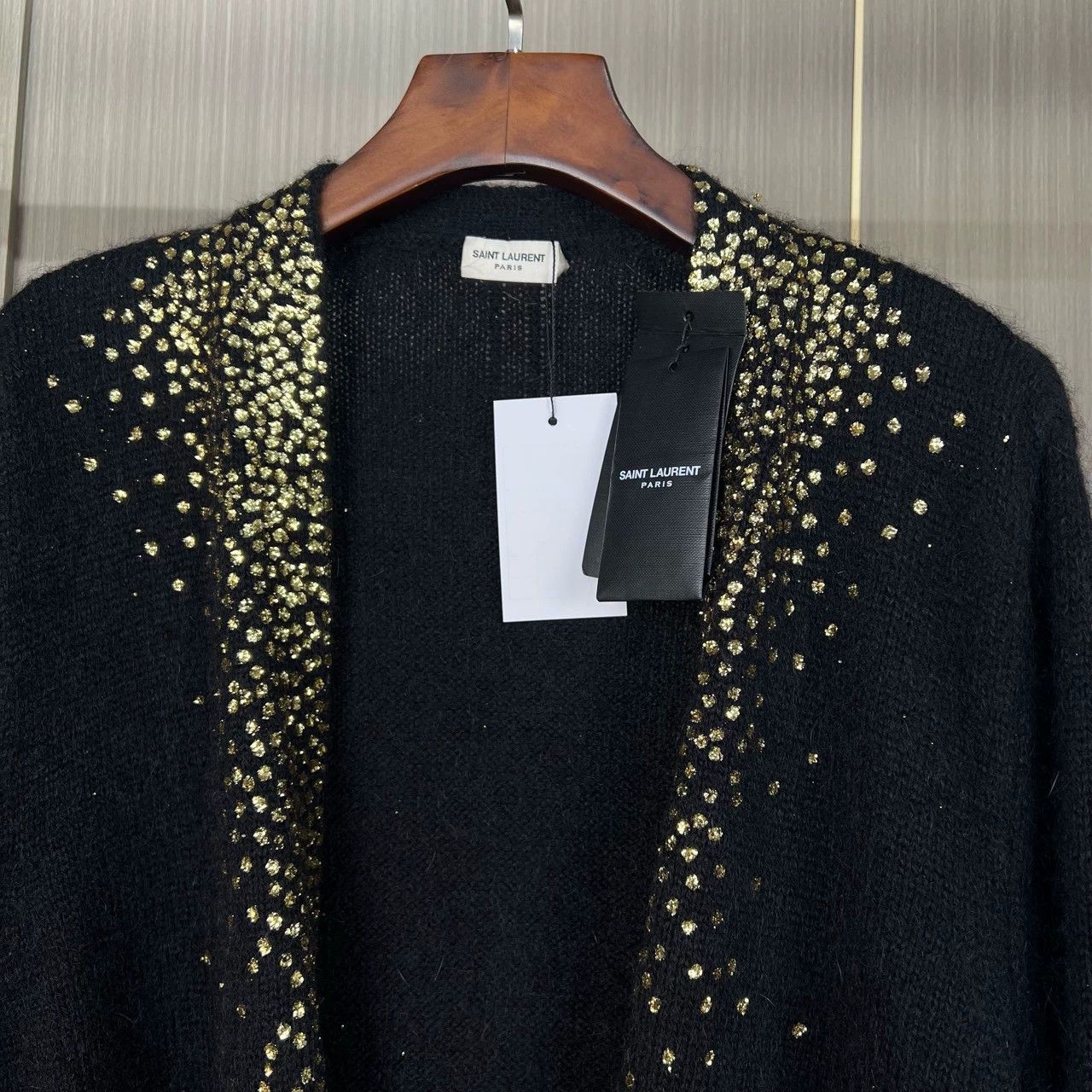 Saint Laurent Paris Saint Laurent Paris Gold foil sequin cardigan sweater Size US L / EU 52-54 / 3 - 3 Thumbnail
