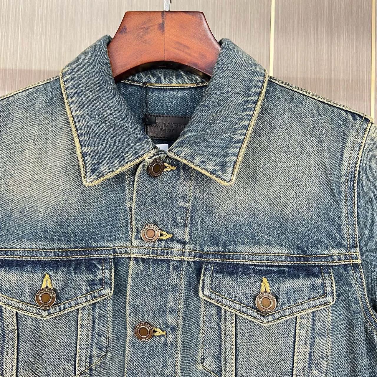 Saint Laurent Paris Saint Laurent Paris Yellow mud dyed washed denim jacket Size US XS / EU 42 / 0 - 3 Thumbnail