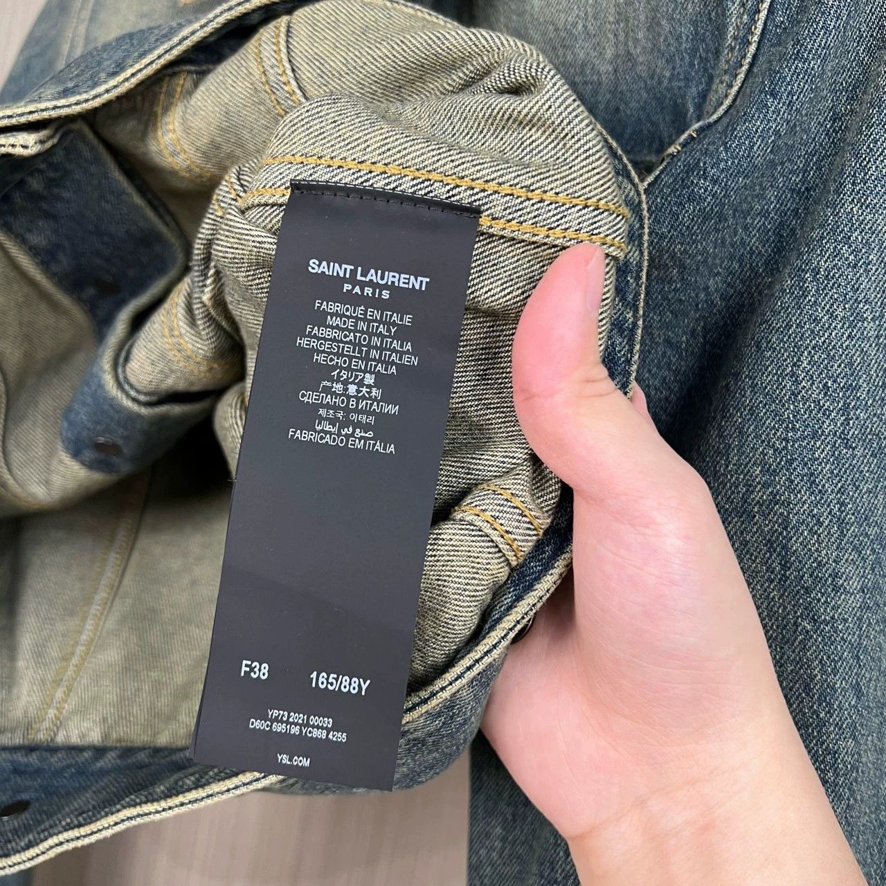 Saint Laurent Paris Saint Laurent Paris Yellow mud dyed washed denim jacket Size US S / EU 44-46 / 1 - 4 Thumbnail