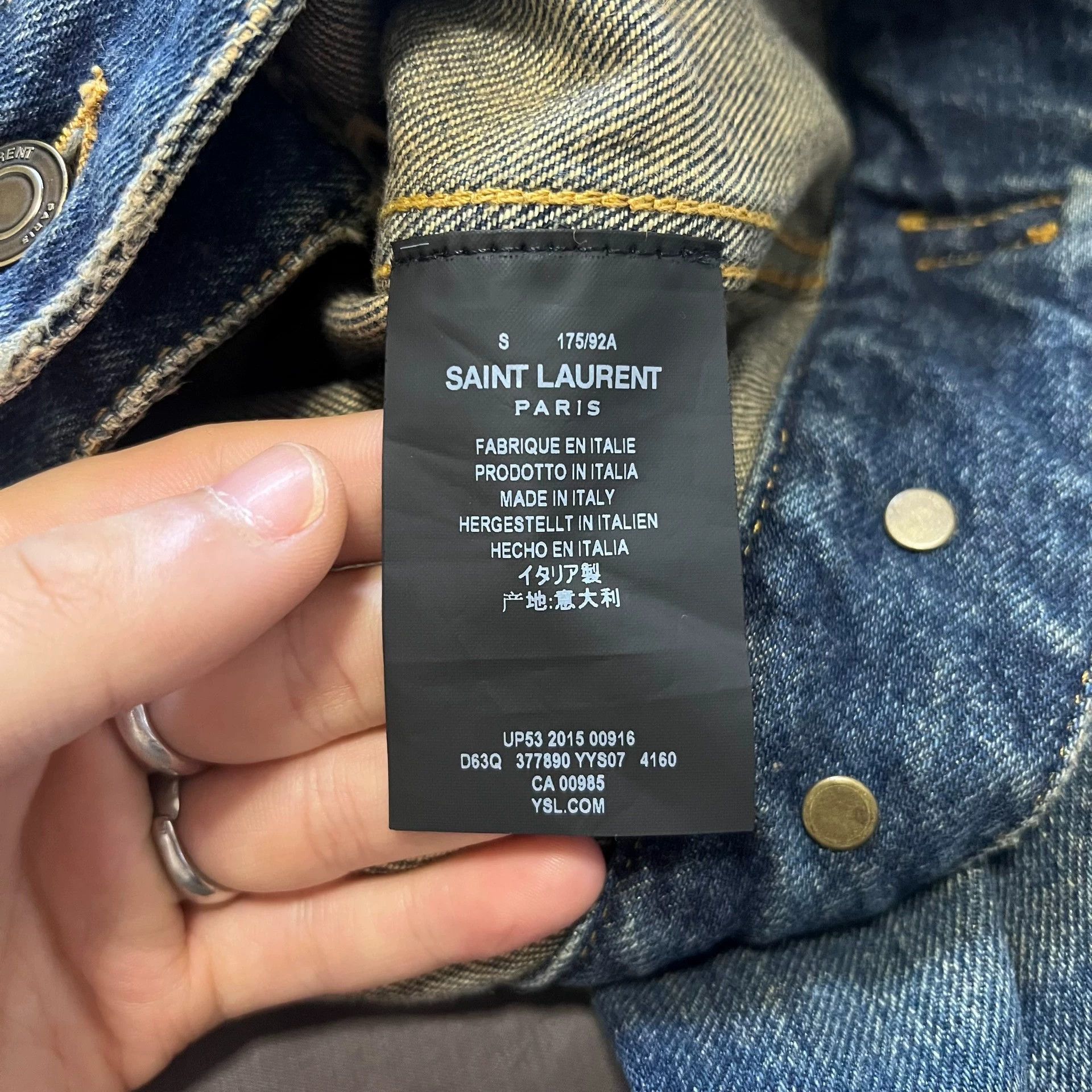 Saint Laurent Paris Saint Laurent Paris 15SS Yellow mud dyed washed denim jacket Size US S / EU 44-46 / 1 - 4 Thumbnail