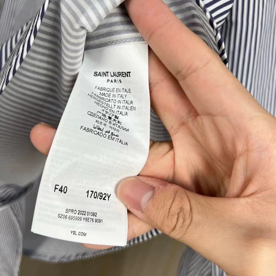 Saint Laurent Paris Saint Laurent Paris Embroidered striped shirt Size US S / EU 44-46 / 1 - 6 Thumbnail