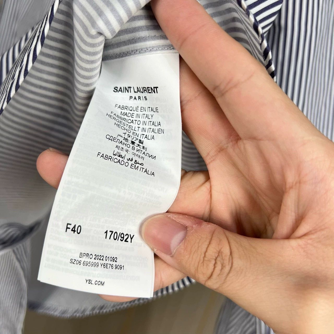 Saint Laurent Paris Embroidered striped shirt
