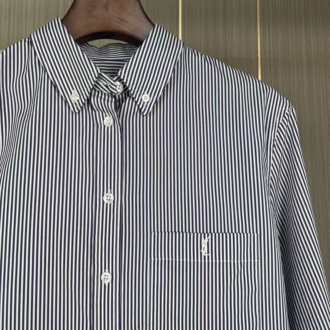 Saint Laurent Paris Saint Laurent Paris Embroidered striped shirt Size US S / EU 44-46 / 1 - 3 Thumbnail