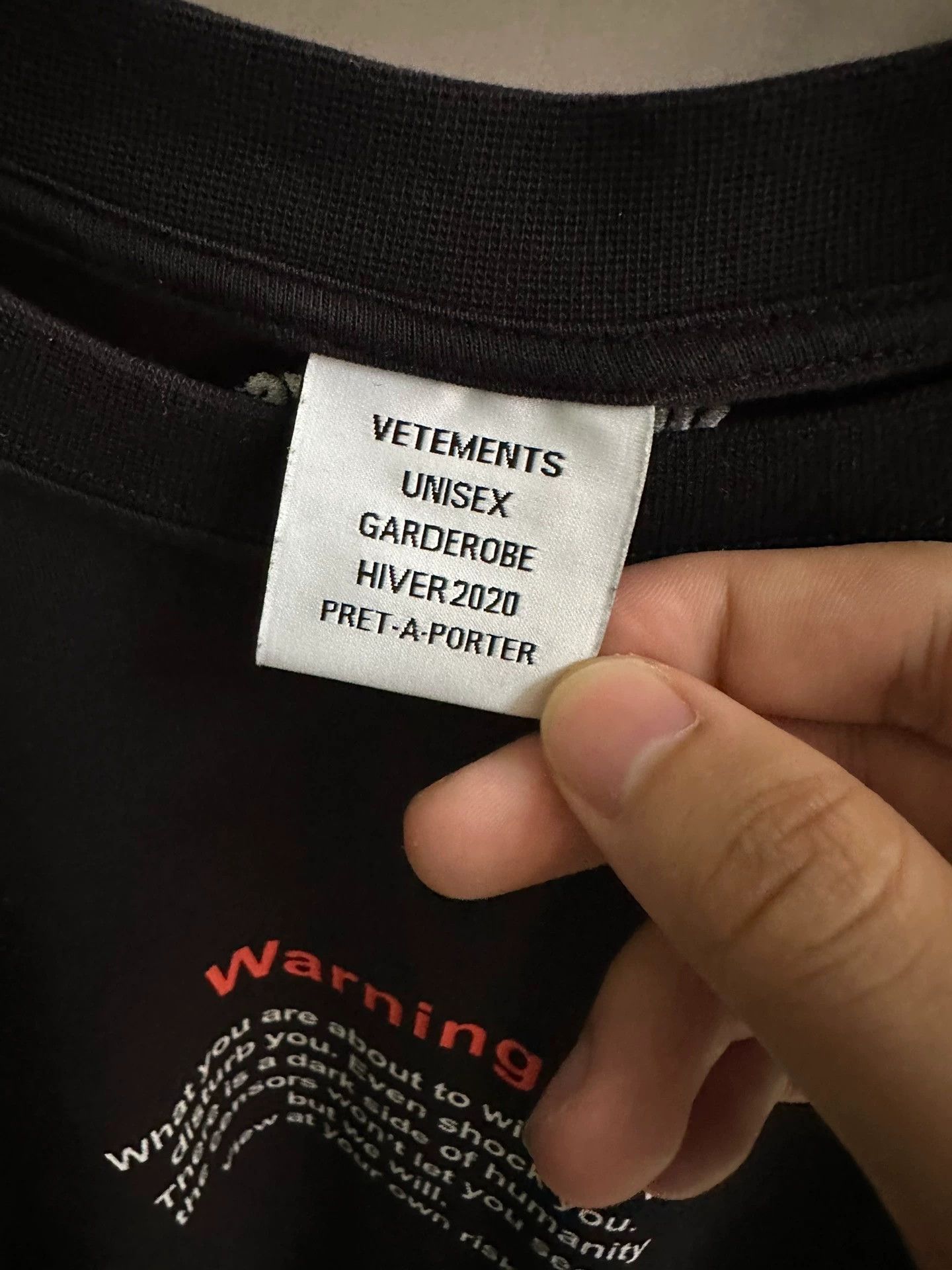 Vetements Waitements warning short sleeves -DMC Size US L / EU 52-54 / 3 - 4 Thumbnail